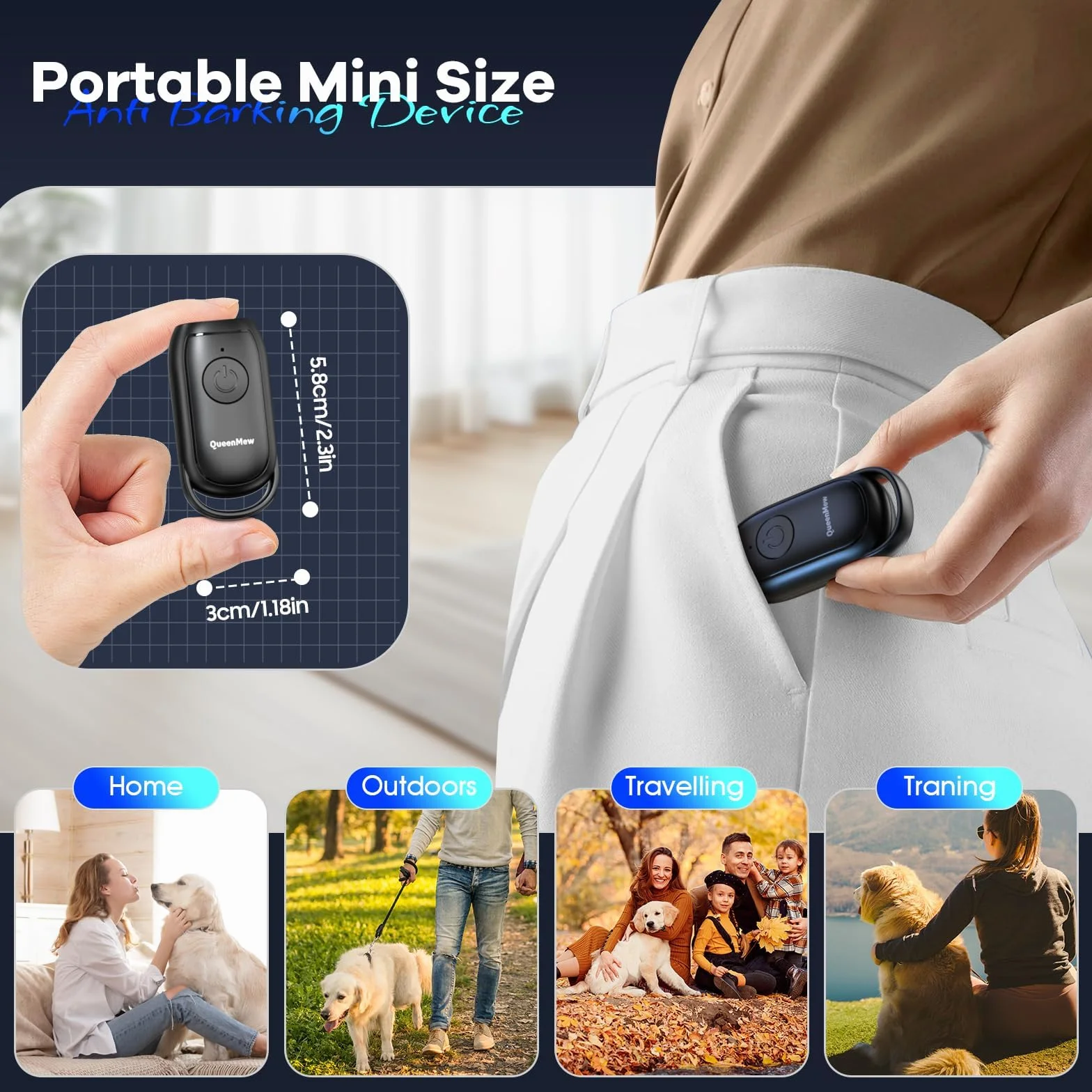Antiabbaio per Cani Ultrasuoni, Ultrasuoni per Cani Portatile, Potente Anti Abbaio per Cani con LED, Antiabbaio per Cani Ultrasuoni da Esterno, Dissuasore per Cani Ultrasuoni
