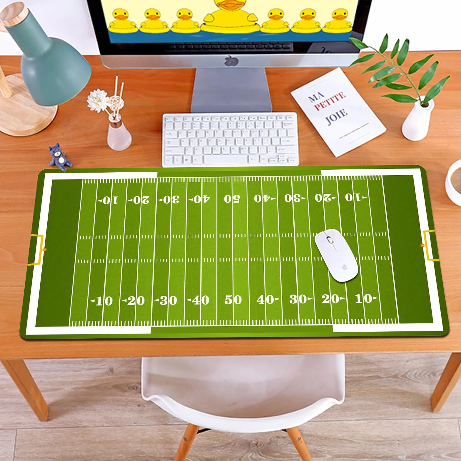 Tappetino da gioco 900x400 mm, campo football americano, motivo erba verde, lavabile, base gomma