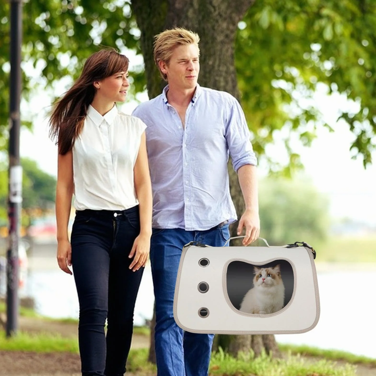 Borsa Trasportino Per Animali Domestici, Regolabile Sicuro Per Gatti, Trasporto Animali Portatile Soluzione per Passeggiate Picnic Campeggio