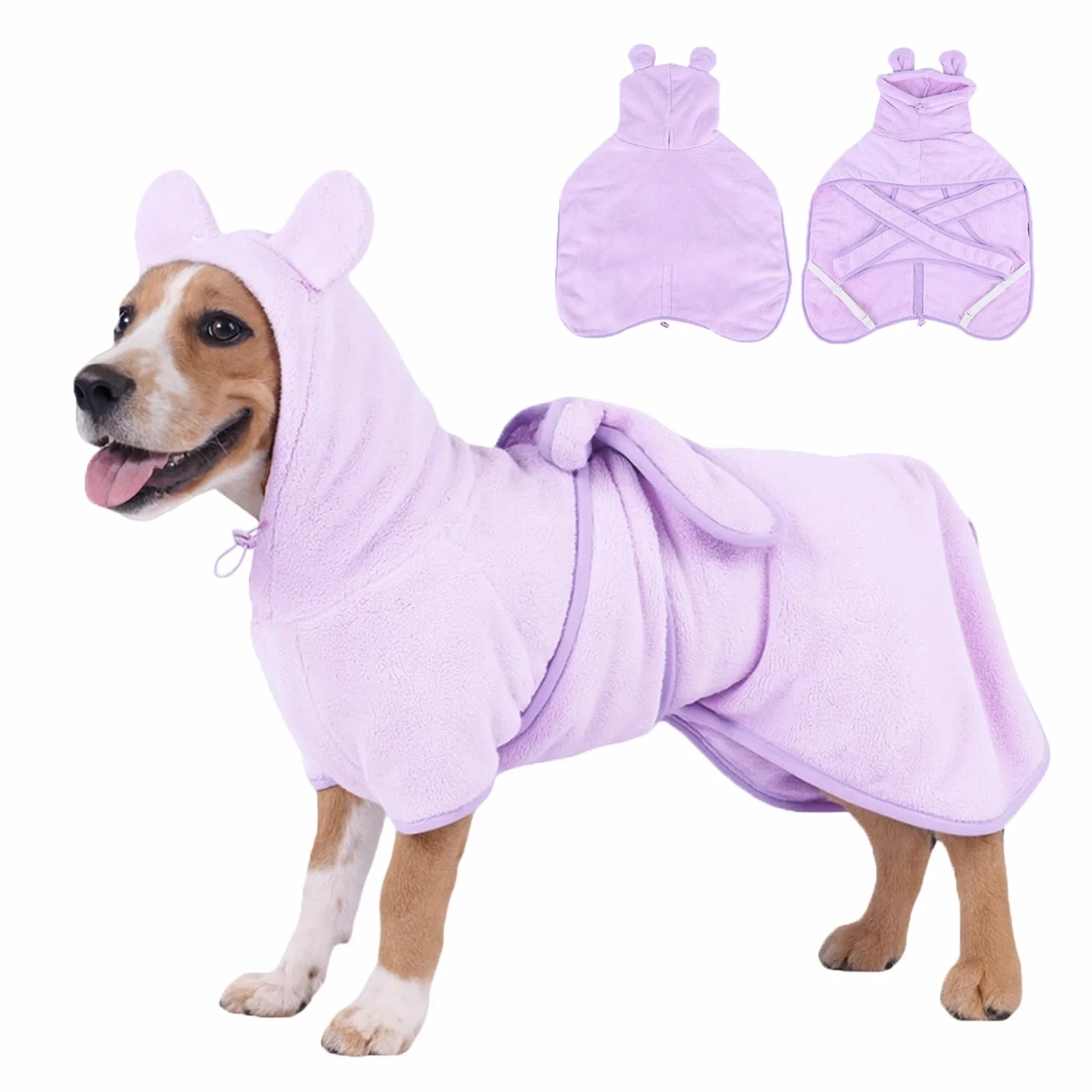 Accappatoio super assorbente per cani a forma di ananas, morbido, ad asciugatura rapida, regolabile, per dopo il bagno, con cappuccio (velluto corallo viola, S)
