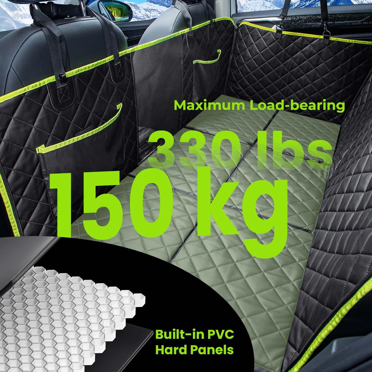 Pecute Coprisedile Auto per Cani con Fondo Duro,2025 Aggiornato Materia, 3-in-1 Auto Telo & Estensore & Barrier, Impermeabile Antigraffio, Texture Divano, Fino a 150 kg