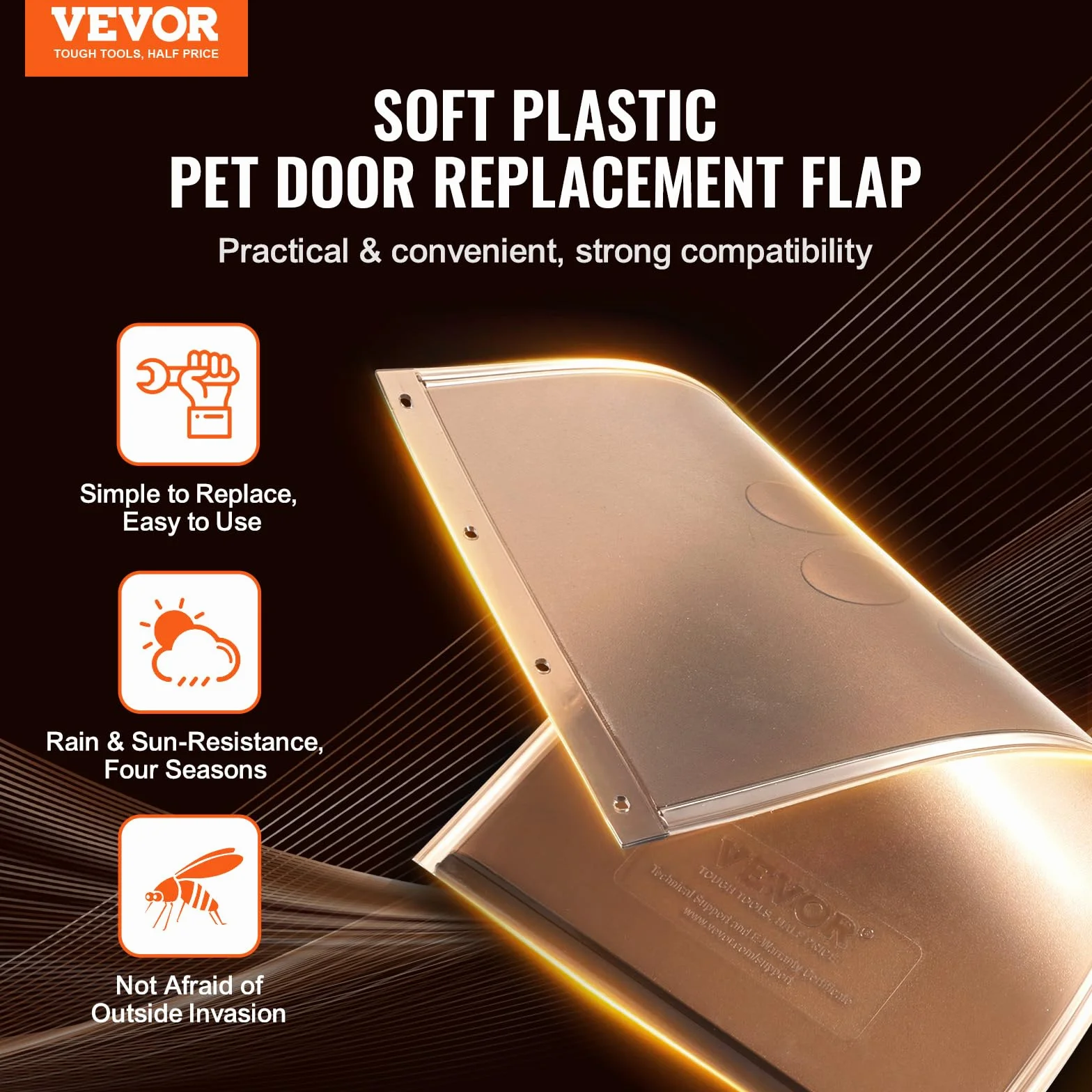 VEVOR Sportello di Ricambio per Porta per Animali Domestici, Compatibile con Porte per Dimensioni 260 x 412 mm, Sportello per Porta Ricambio Ispessito Resistente Intemperie con Striscia Magnetica L