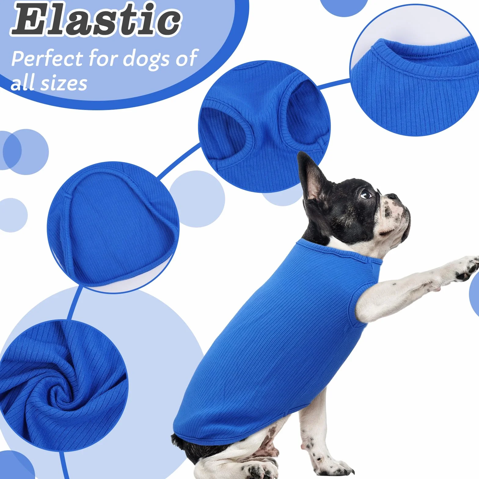 Blu zaffiro XXS Maglietta Cane Sottile Maglione Estiva Taglia Piccola Maglia Elastico a Righe