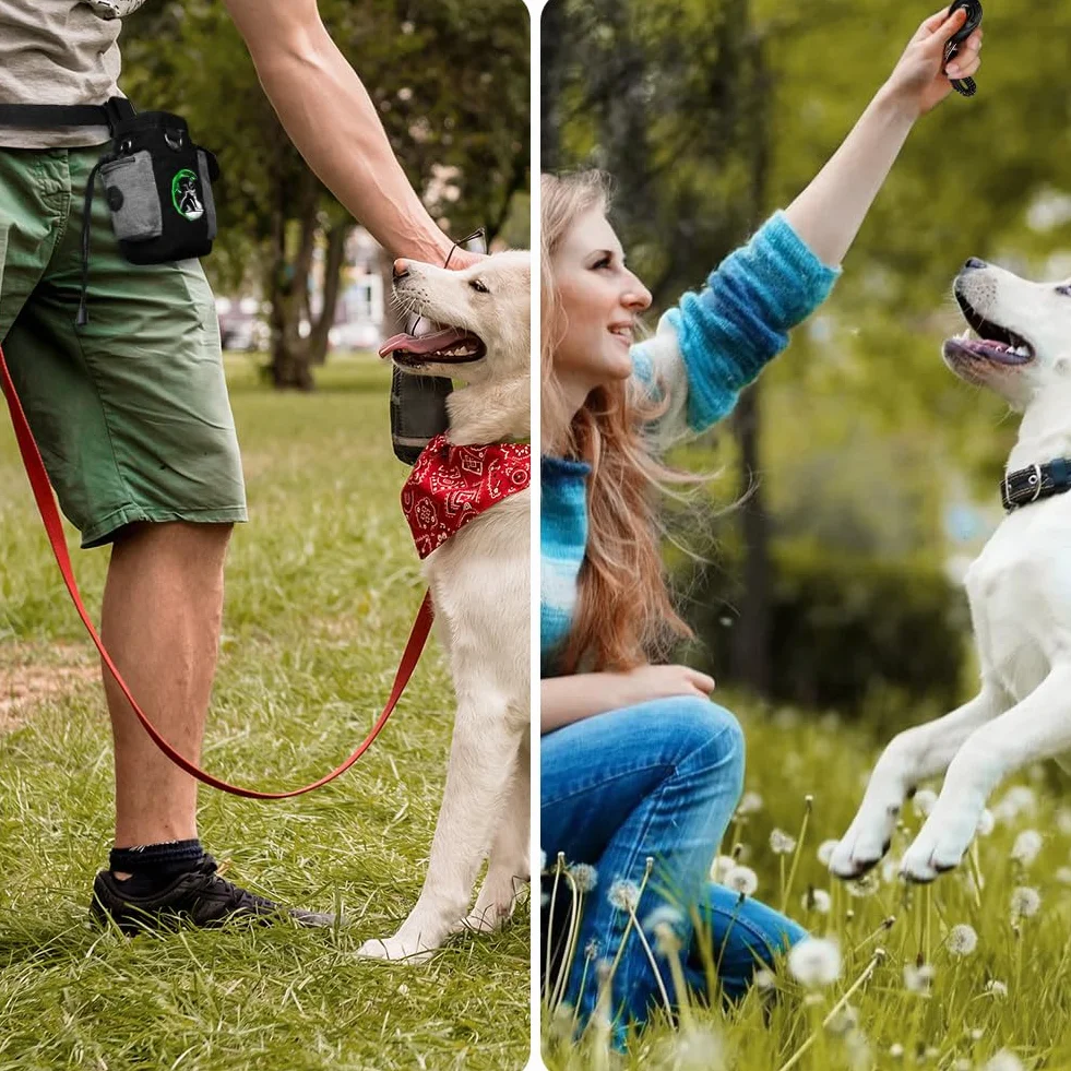 Portapremietti per Cani, Portasnack Cane, Sacchetto Addestramento Cani, Marsupio Premi Cane, con Fibbia, Cintura Regolabile e Sonaglio per Addestramento (Nero)