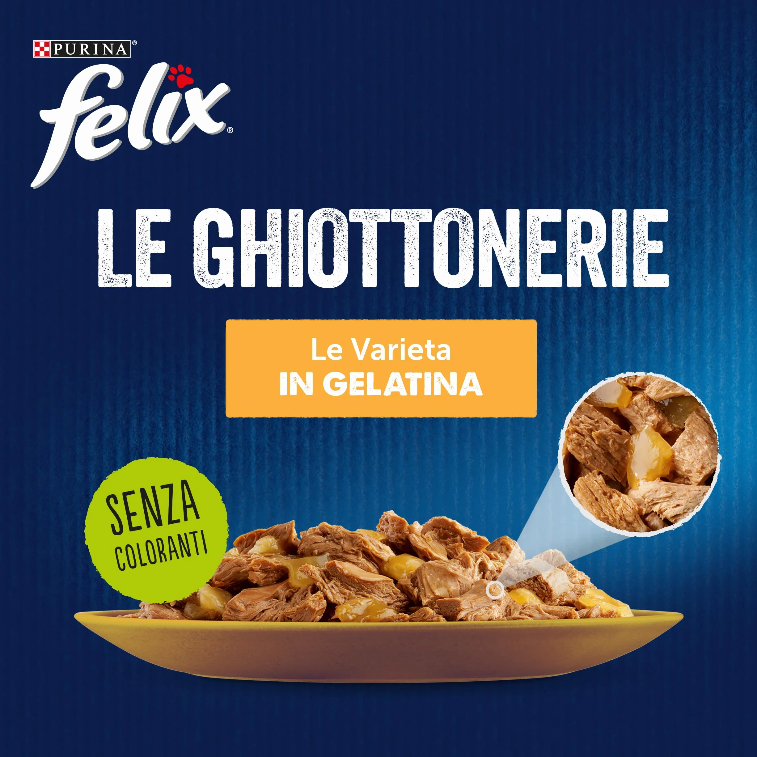 FELIX Le Ghiottonerie Cibo Umido Gatti Adulti Bocconcini in Gelatina con Manzo, Pollo, Merluzzo e Tonno - 80 Bustine da 85 g