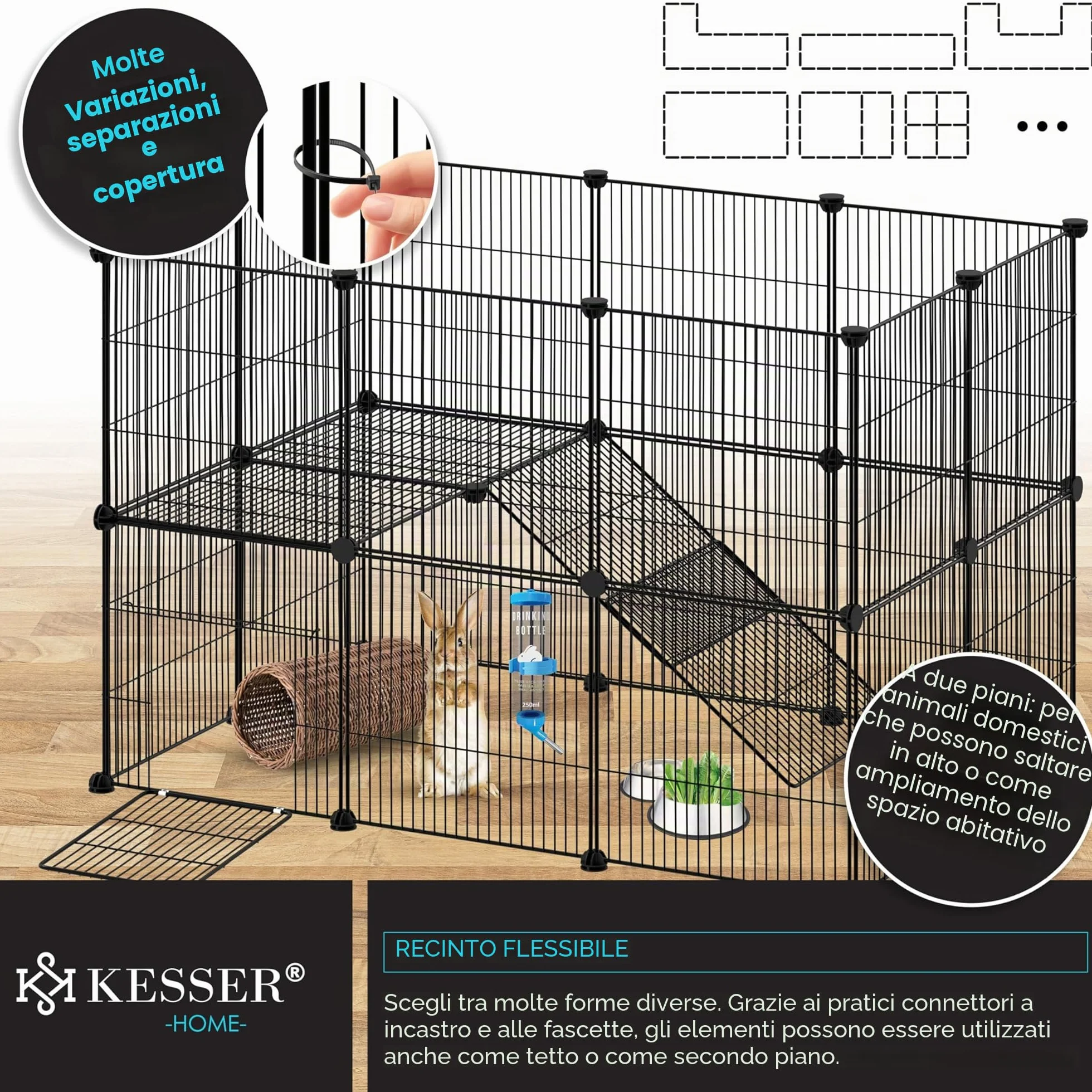 KESSER® Recinto per esterni per conigli in rete metallica XXL con porta - recinzione per piccoli animali - box per porcellini d'India - gabbia per piccoli animali - conigliera per interni ed esterni