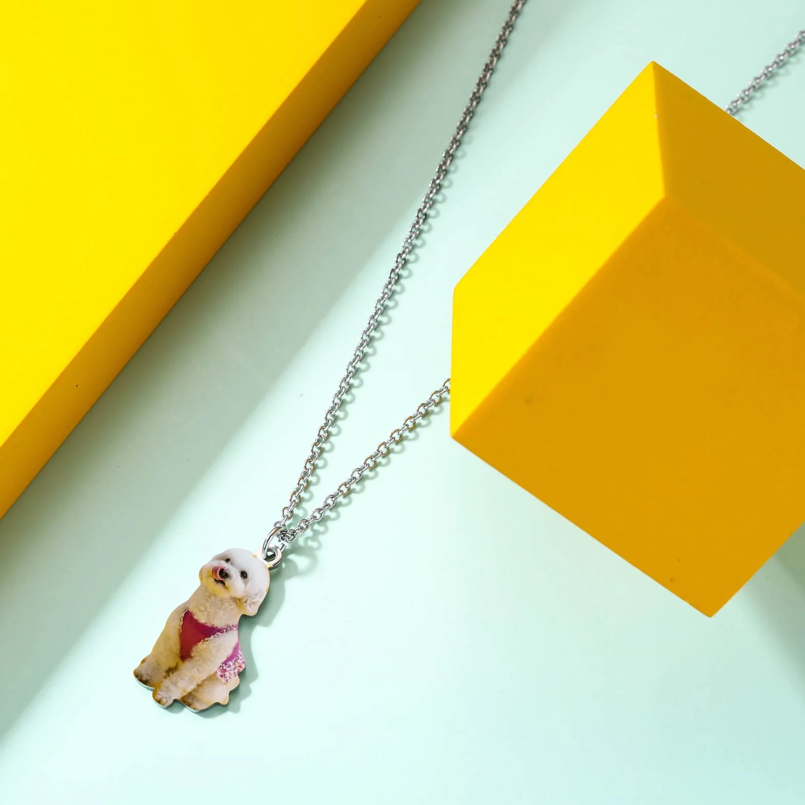 INBLUE Collana Personalizzata con Foto per Cani e Gatti Ciondolo a Forma di Cuore Regalo Commemorativo
