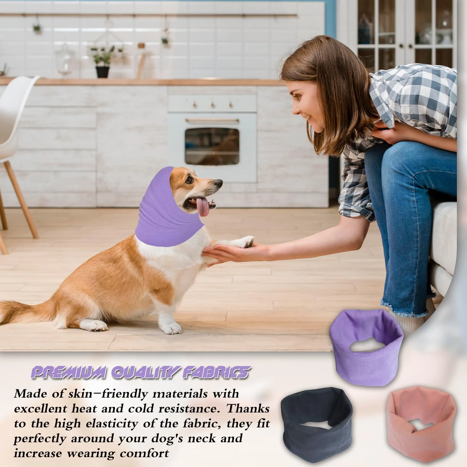 Copriorecchie per Cani Set di 3 Cuffie Antirumore Nero Viola Rosa