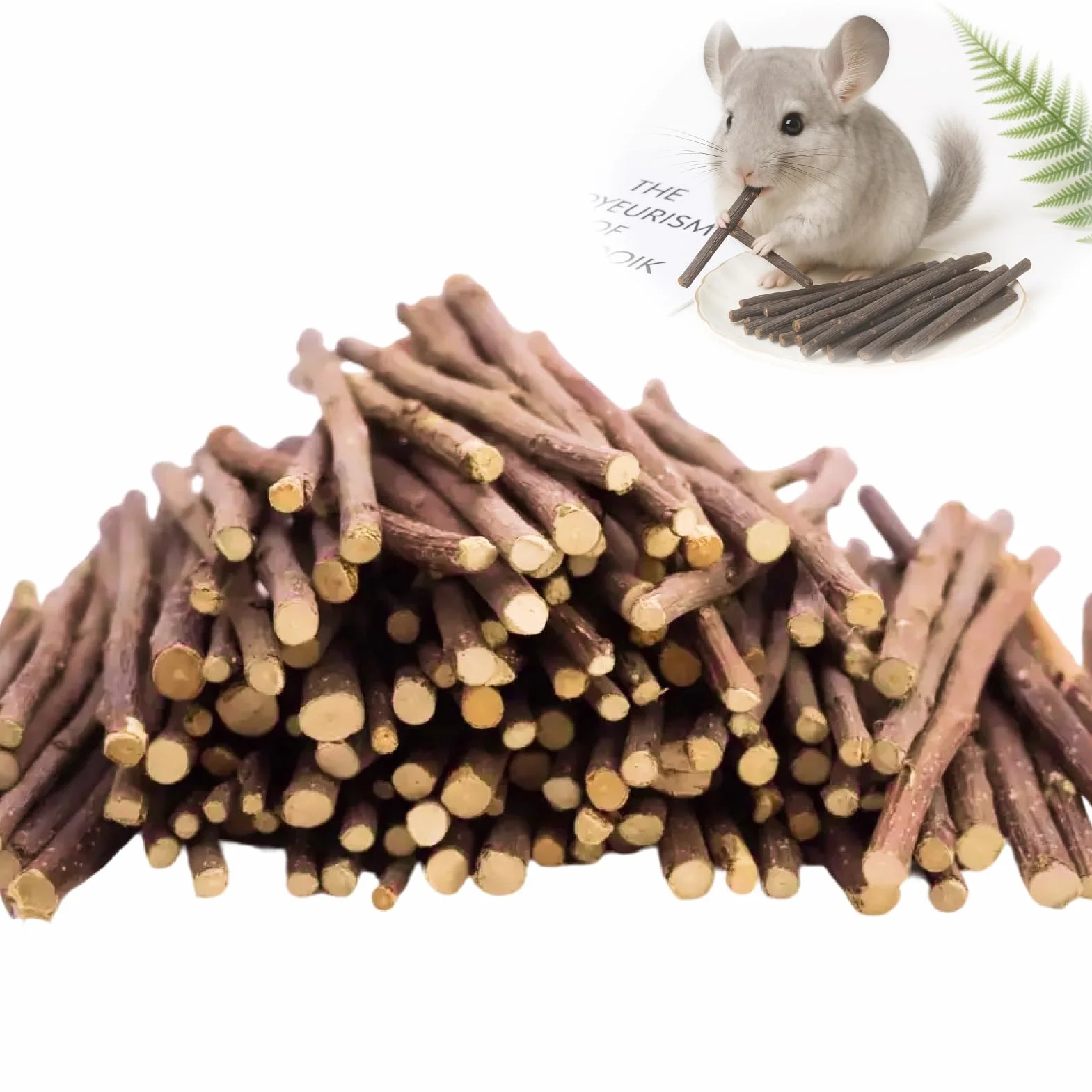 500g bastoncini mela Naturale 300pcs, bastoncini melo giocattolo Bastoncini da Masticare per Cincillà Criceto Porcellino d'India (500g)