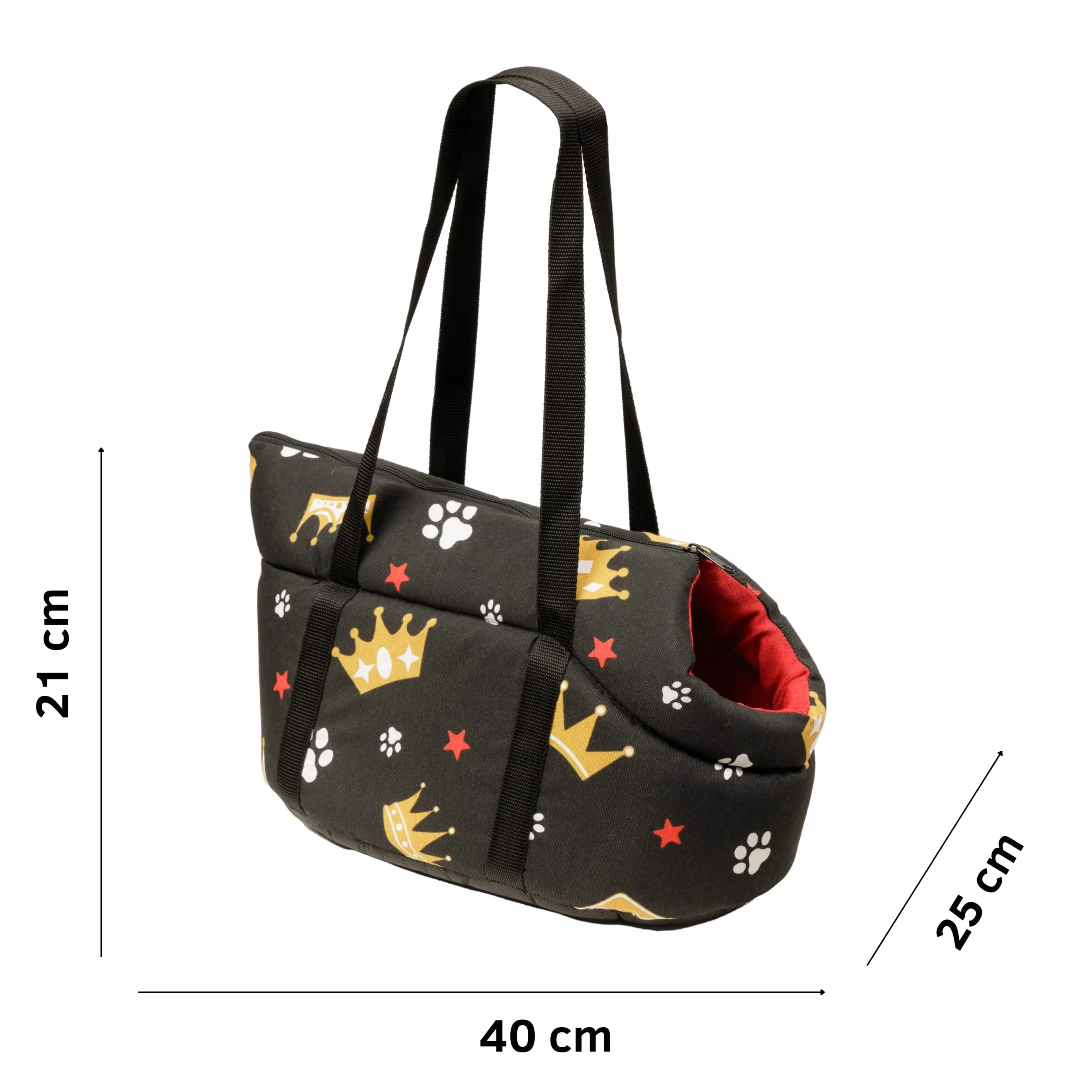 Baroni Home Borsa a Tracolla da Viaggio per Cani, Trasportino 40x25x21 cm, Nero e Rosso