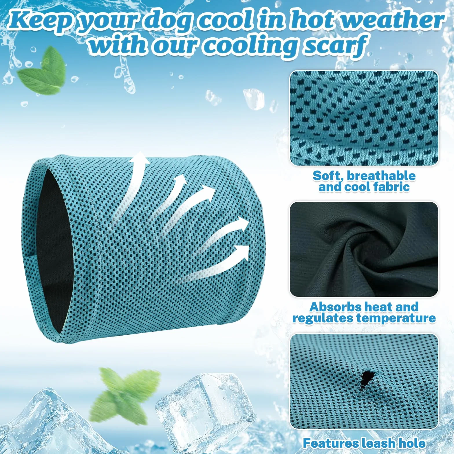 Collare di Raffreddamento per Cani Refrigerante Blu L