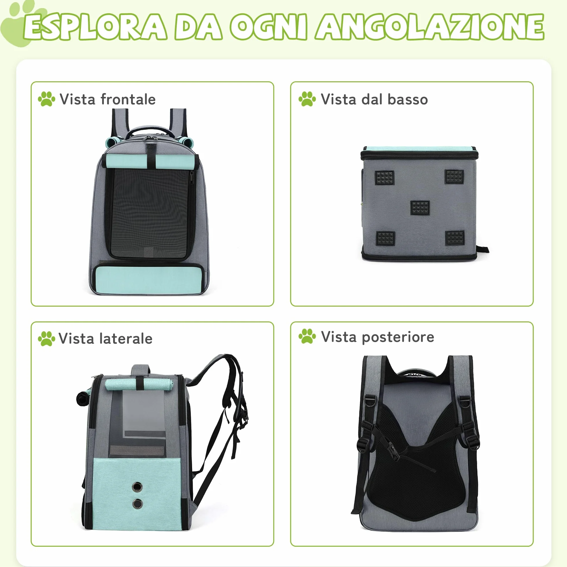ALLSOPETS Zaino per Uccelli per Pappagalli e Piccoli Animali – Borsa Traspirante con Posatoio Regolabile e Vassoio Rimovibile, Ideale per Viaggi e attività all’Aperto (Blu Ghiacciaio)