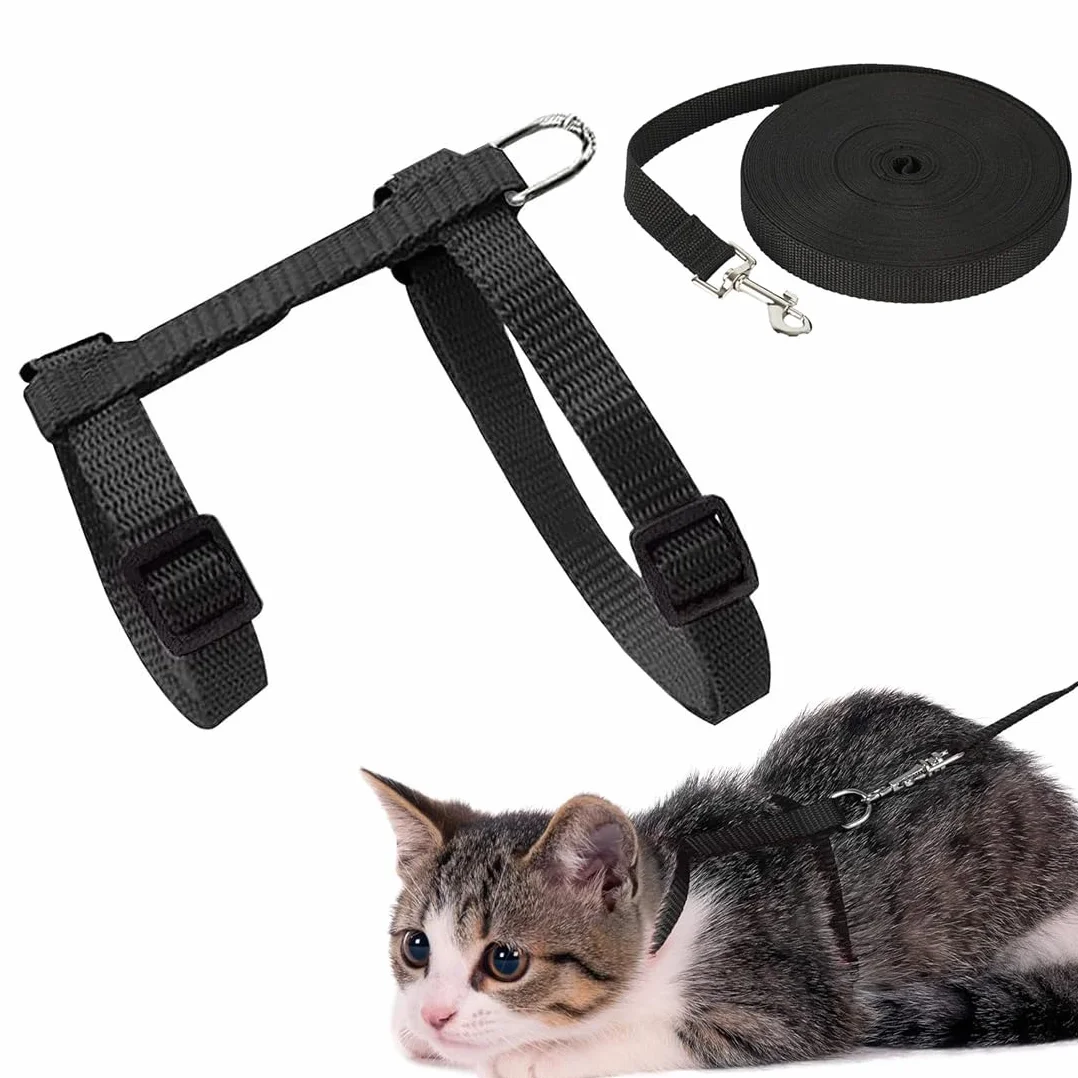 Imbracature Per Gatti 1 Pezzo Nero 120Cm Antifuga Regolabile Leggero Morbido Per Viaggi Passeggiate