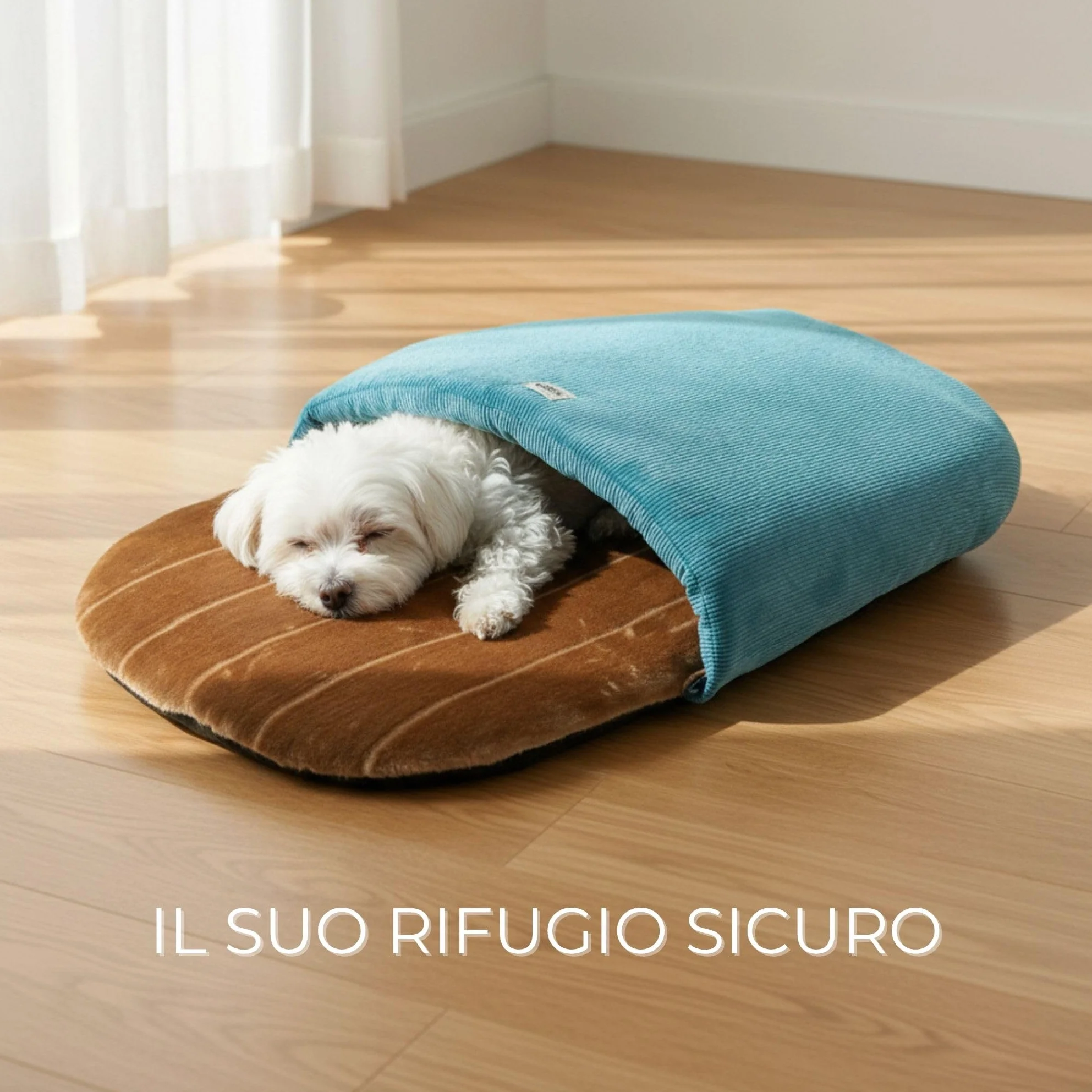 Cuccia a Tana per Cani Piccoli e Gatti – Effetto Rifugio Morbido e Avvolgente – Letto a Forma di Ciabatta – Lavabile in lavatrice– Made in Italy – Tessuti Riciclati