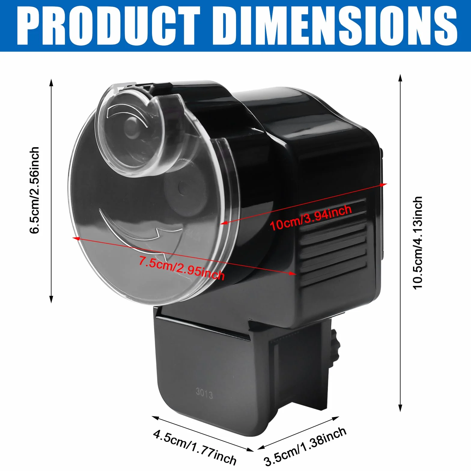 Alimentatore automatico per acquario 65 ml: distributore automatico di cibo per pesci con timer, regolabile per pellet/pellet, distributore automatico di cibo per pesci a