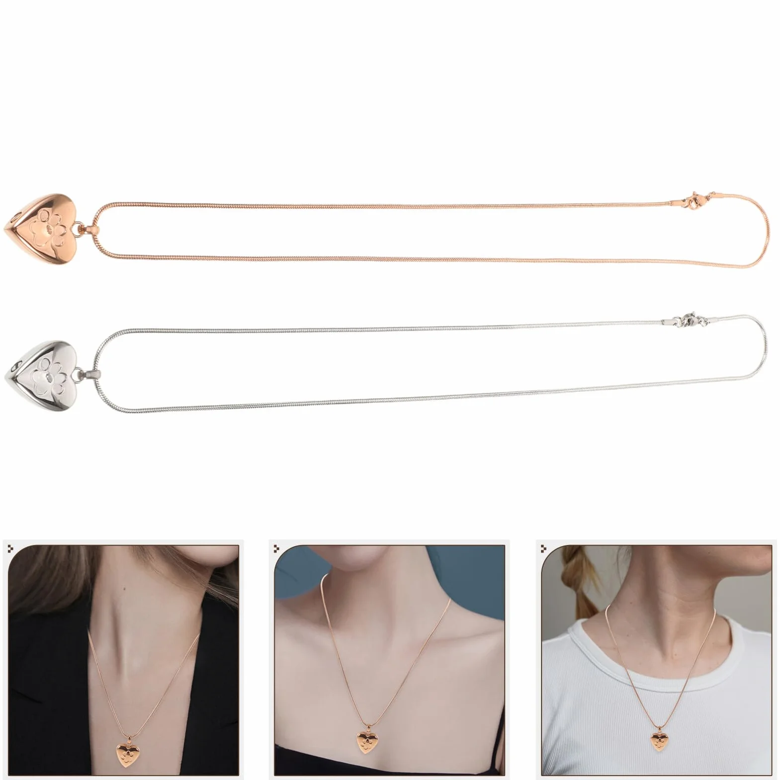 Collana Ricordo Animali Domestici Ciondolo Urna Cuore Acciaio Inossidabile Set 2 Pezzi Resistente Ossidazione Gioielli Commemorativi Cani