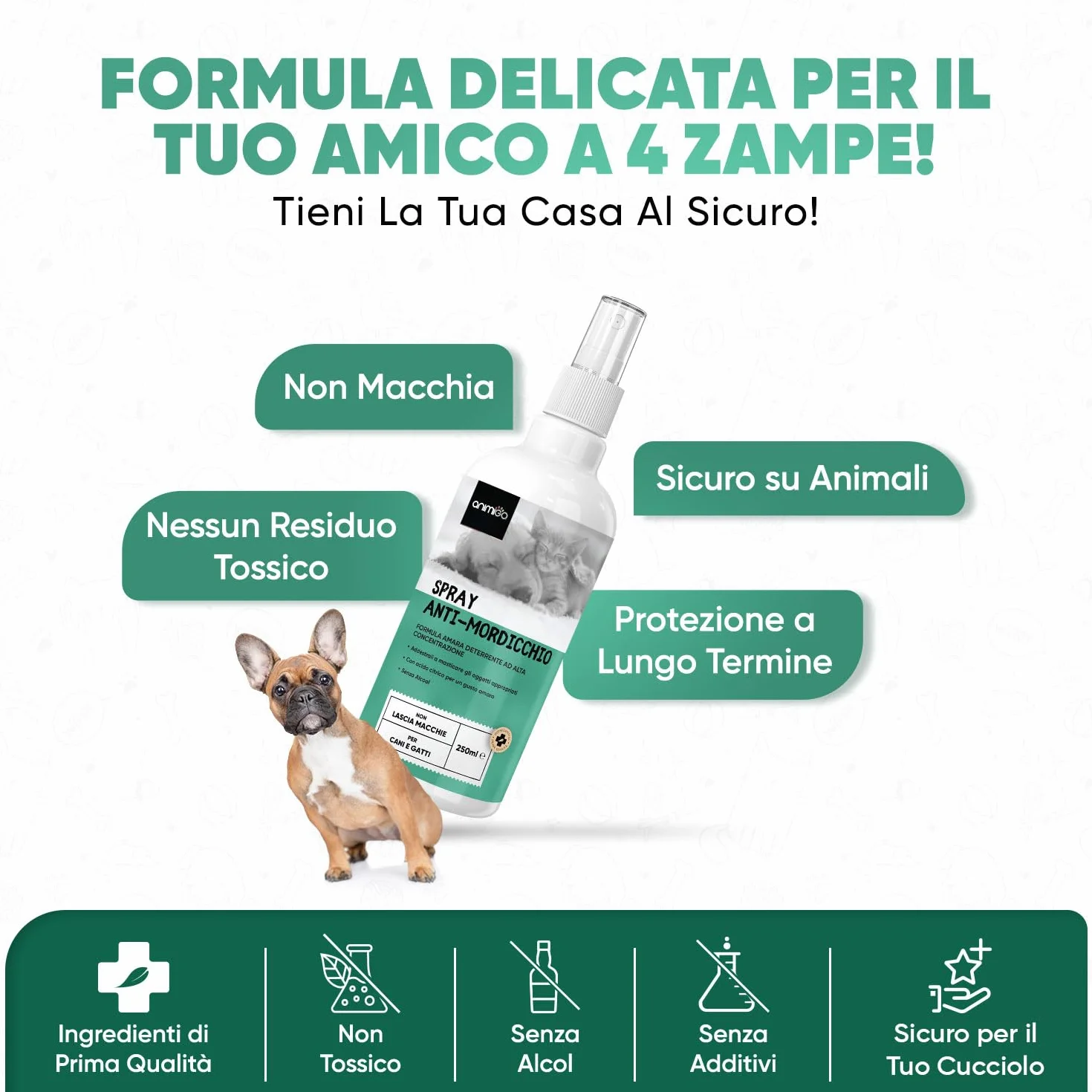 Spray Repellente per Gatti e Cani 250ml, Sapore Amaro, Dissuasore per Gatti e Cani, Spray Anti Graffi Gatto e Cane con Ingredienti Naturali, Disabituante Gatti, Spray Repellente Per Cani Senza Alcool
