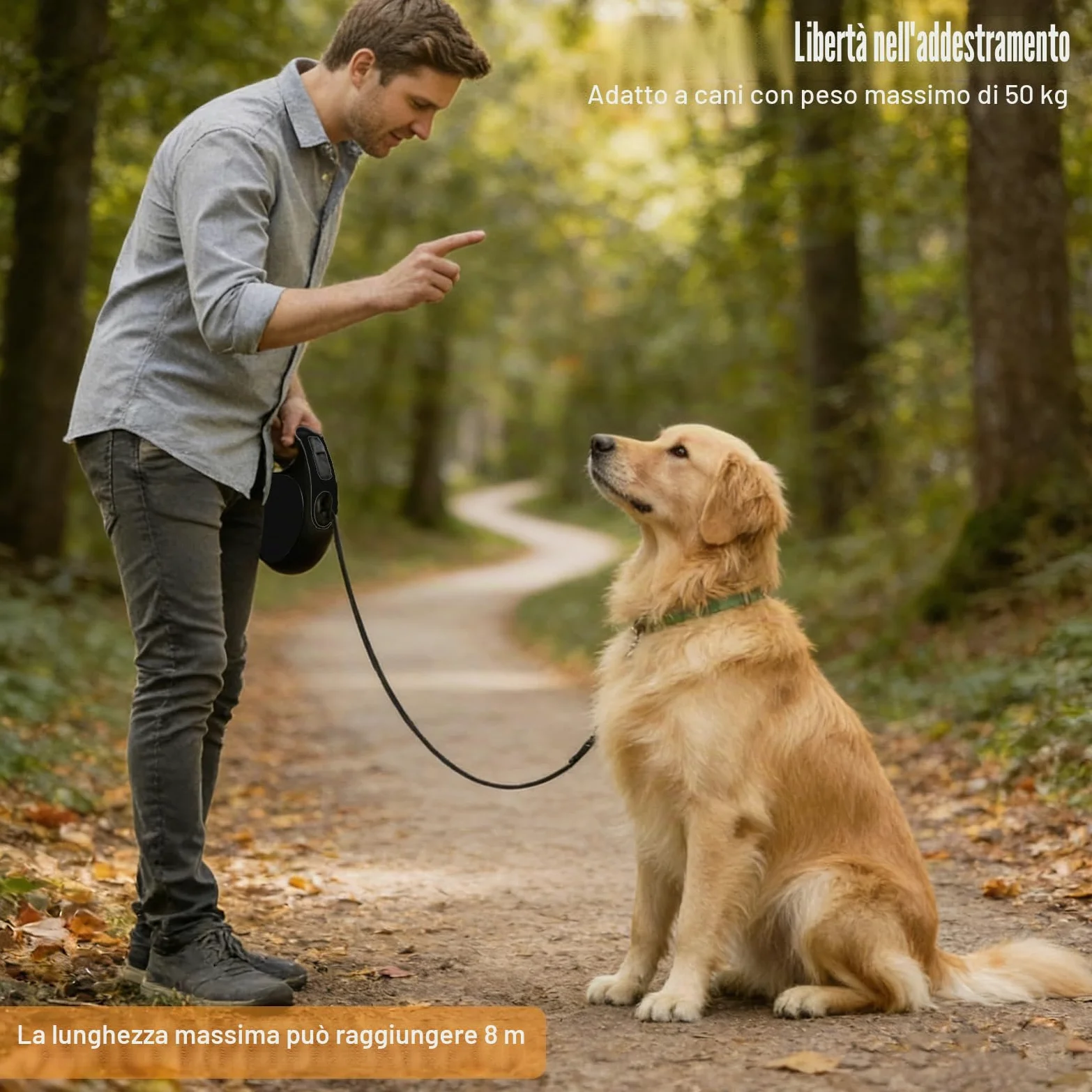 Guinzaglio per Cani Allungabile 8m, con Pulsante Blocco, per Cani Fino a 50kg, per Cani Taglia Grande, Impugnatura Antiscivolo e Gancio Anti-Groviglio, Guinzaglio Retrattile per Gatti