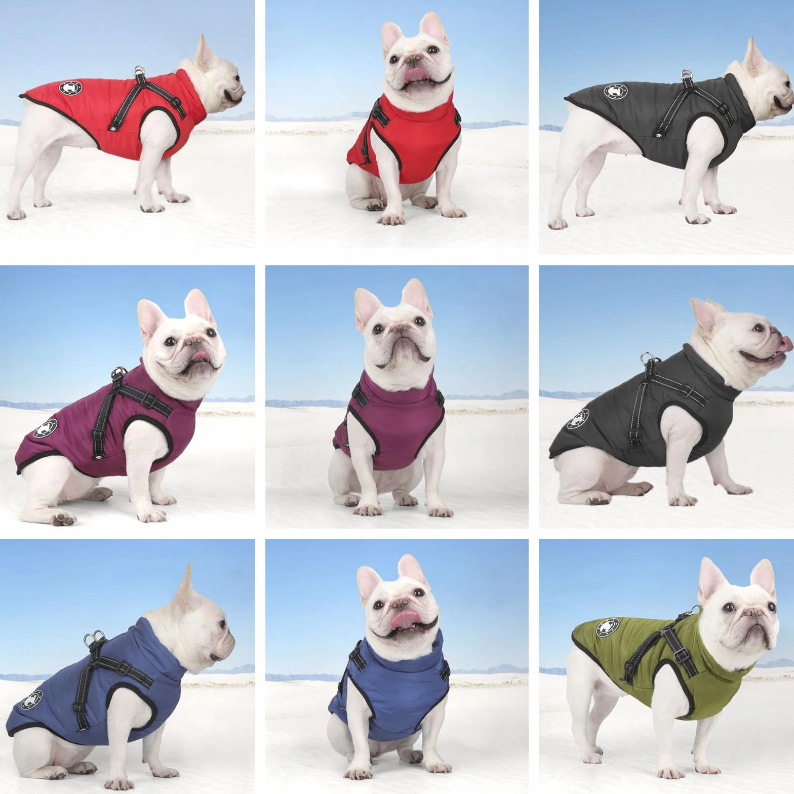 Cappotti per cani impermeabili con imbracatura Lavabili in lavatrice Design a strisce riflettenti