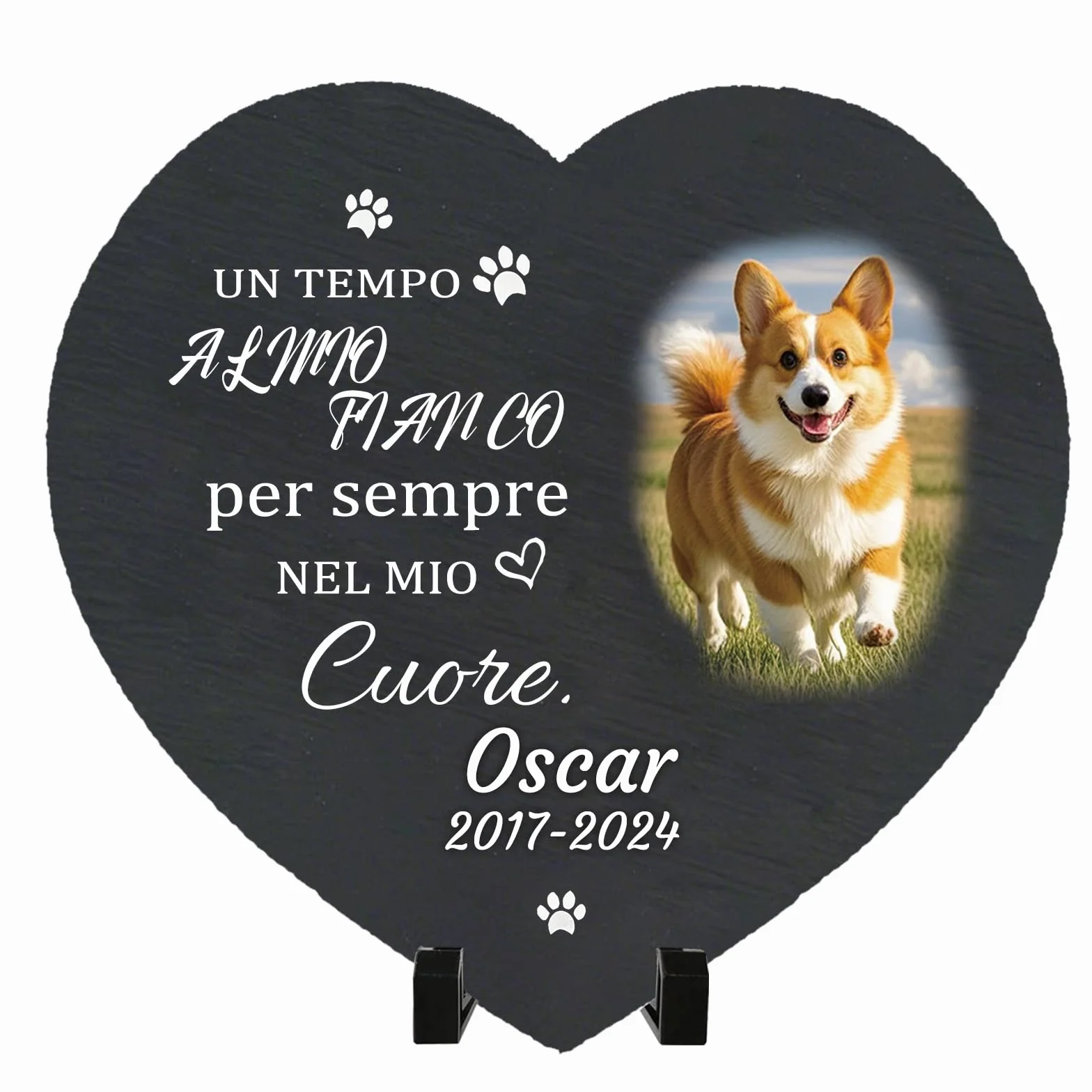 Lapide Personalizzata per Animali Domestici - Targa Commemorativa Quadrata con Foto e Nome - Regalo per la Perdita di Un Cane - Decorazione per Cimitero per Animali (Style F)