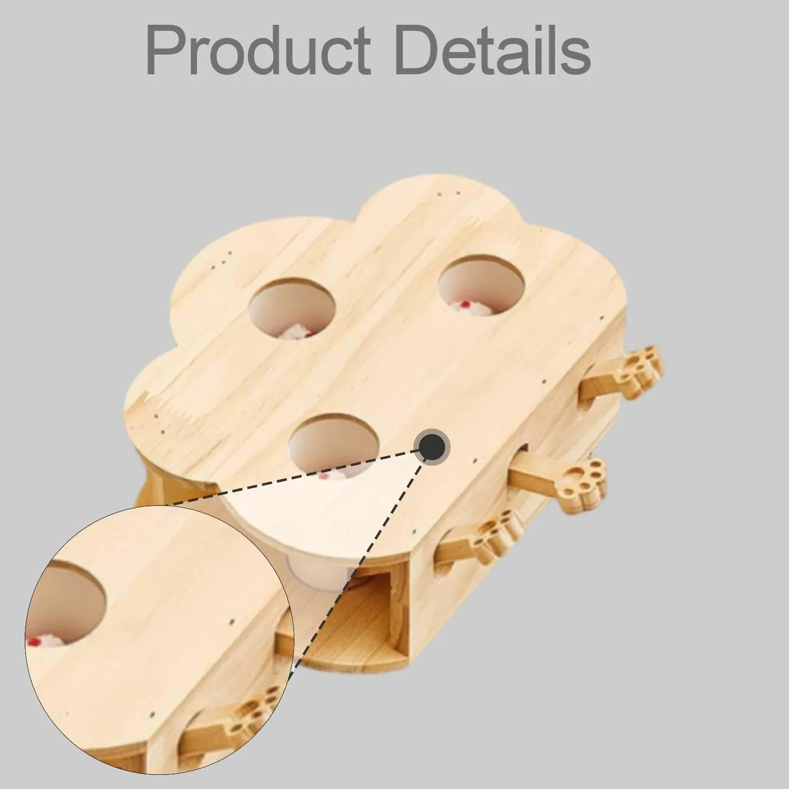 Whack a Cat Toy: Interattivo in Legno per Gatti, Gioco di Cattura E Apprendimento a più Livelli per Gatti Attivi, Ideale per La Casa, 3 Fori