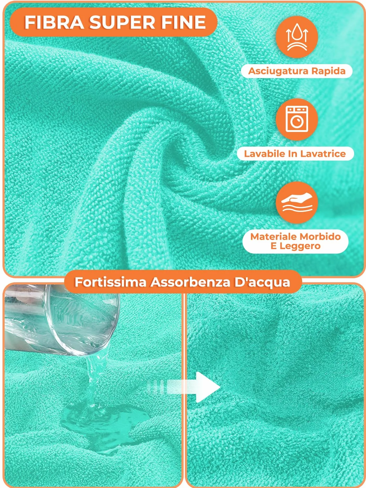 Accappatoio per Cani Microfibra Asciugamano Morbido Dinosauro Blu L