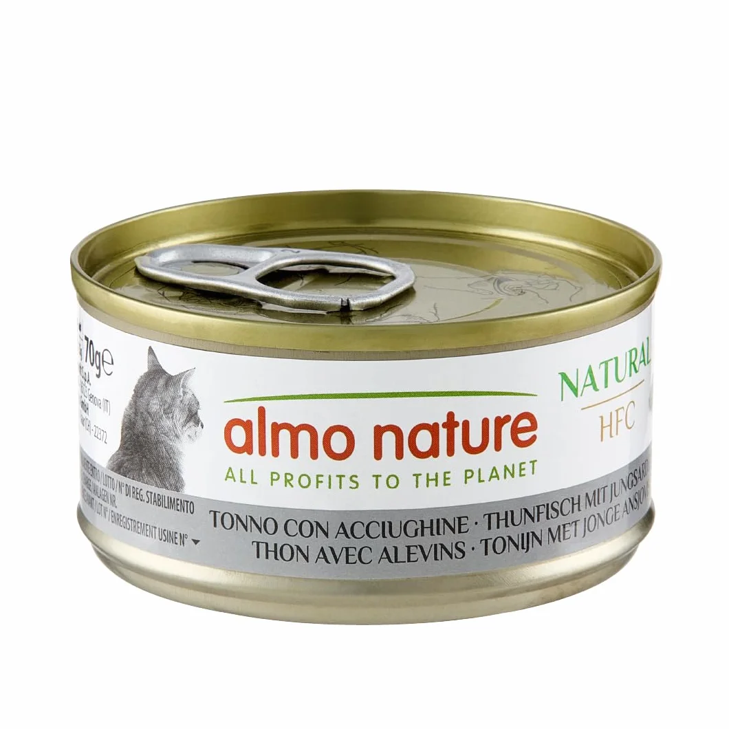 Almo Nature HFC Natural Alimento Umido per Gatti - Tonno con Acciughine - Confezione da 420 g (6 x 70 g)