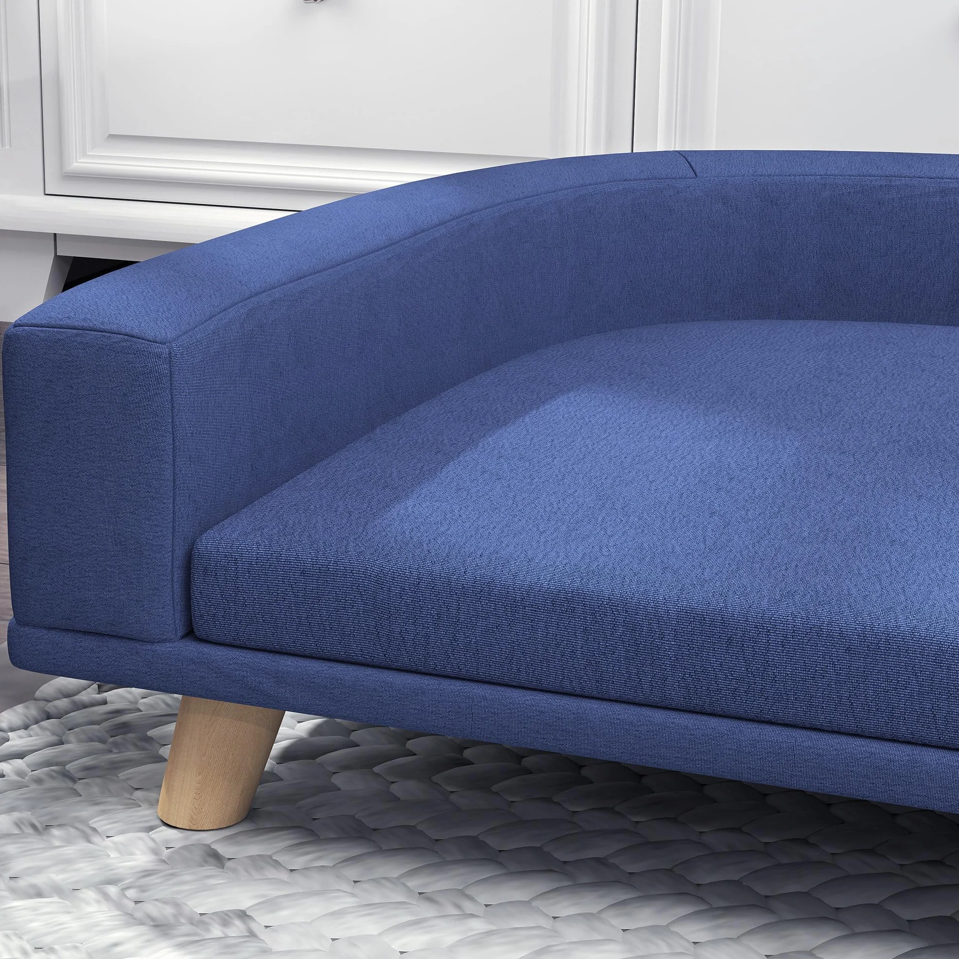 PawHut Divano per cani con gambe in legno, lavabile, con cuscino, per cani di taglia grande, 98 x 67 x 25 cm, blu