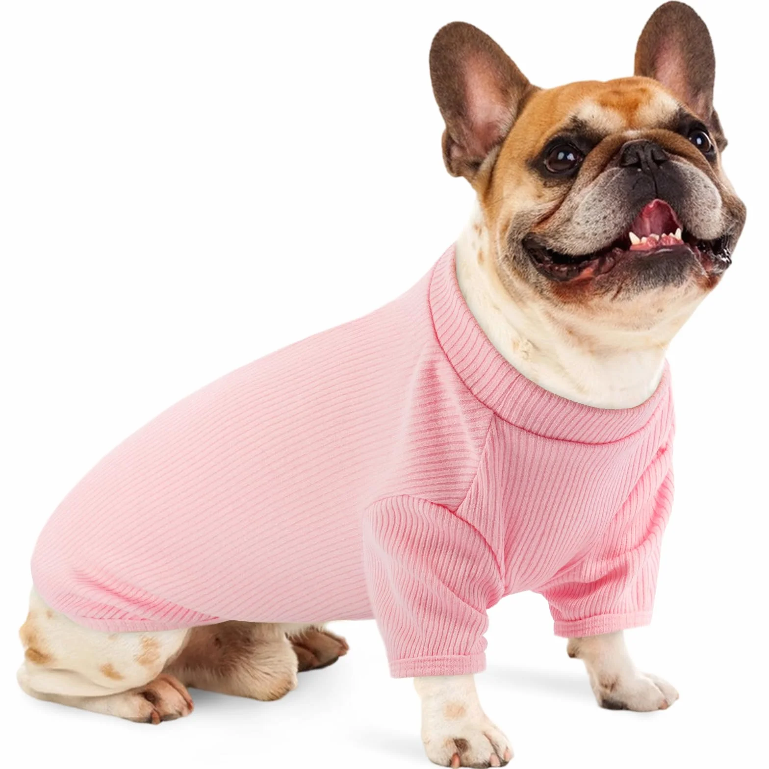 Pullover Leggero Per Cani In Maglia A Costine, T-Shirt Tipo Maglioncino Per Uso Quotidiano, Abbigliamento Confortevole Per Bulldog Francese E Beagle, Ideale Per Casa E Passeggiate, Rosa Fiorita L