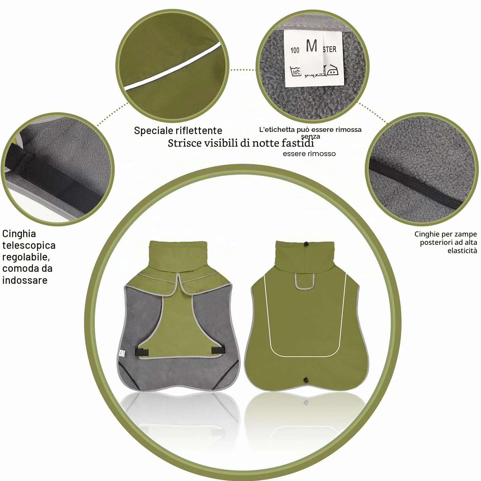 Impermeabile Cappotto Cane - Riflettente Cappottino Chiusura Regolabile, Adatta Tutte Stagioni - Protezione Confortevole Durante Attività All'aperto (L)