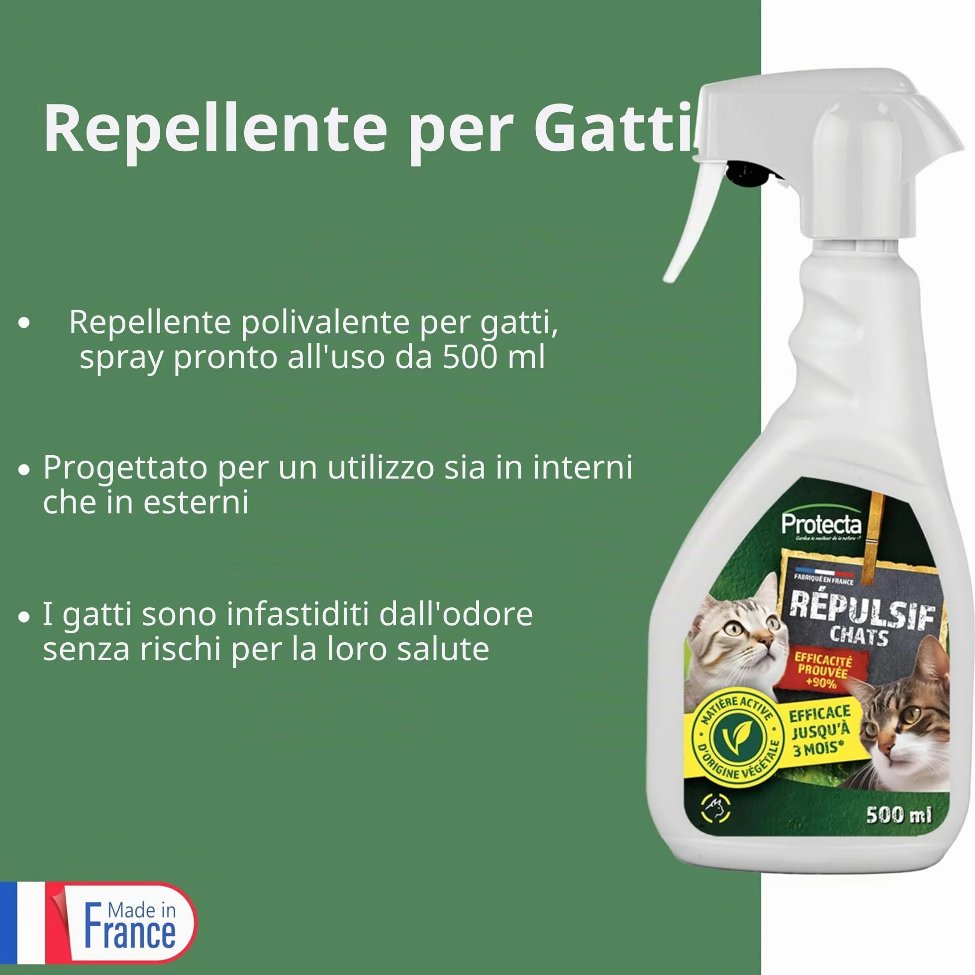 Repellente per gatti interni ed esterni, spray anti-graffio e marcatura urinaria, 500 ml, protezione efficace per mobili e giardini
