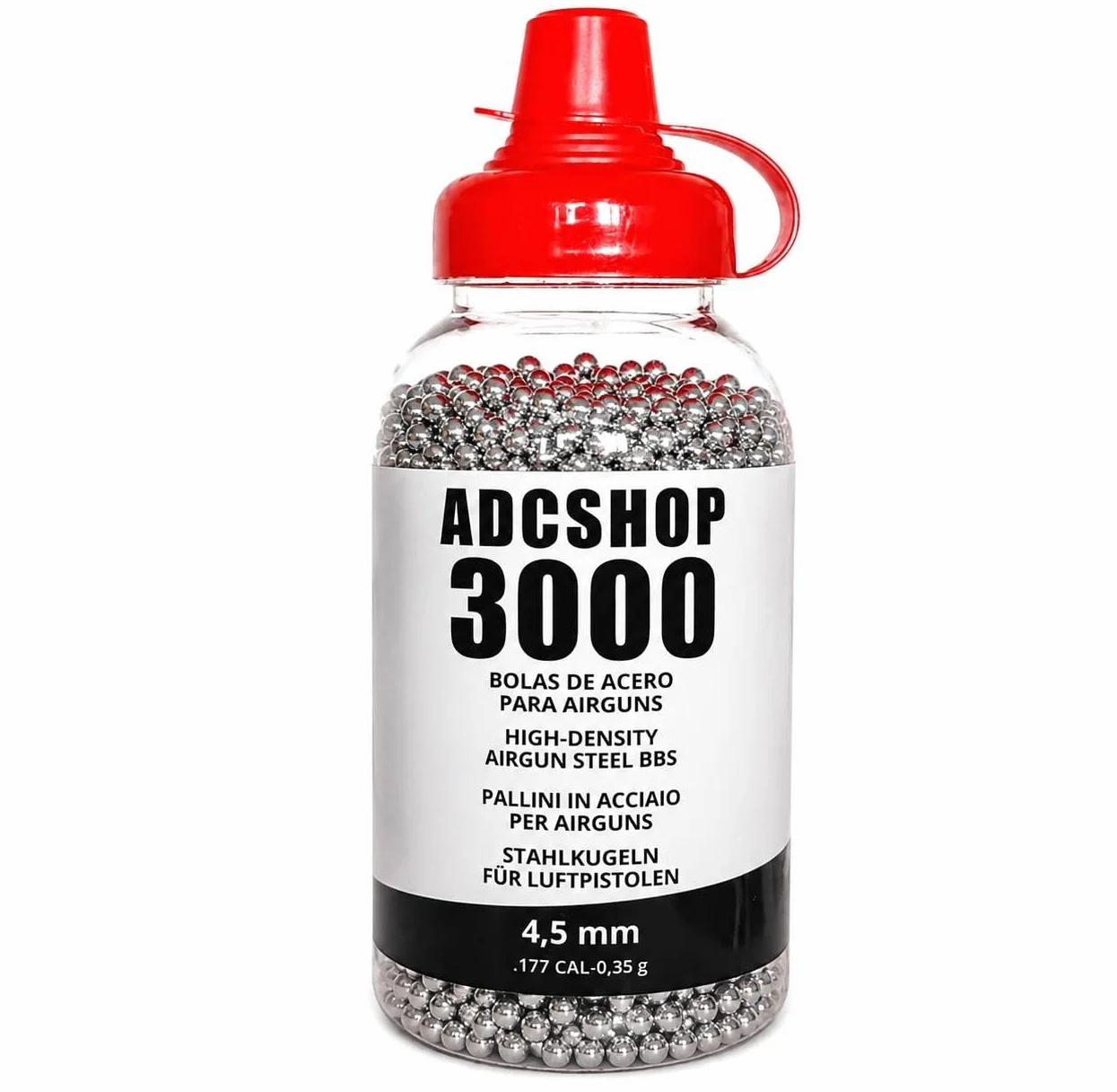 Sfere in acciaio calibro 4,5 mm per pistole ad aria compressa CO2, flacone 3000 unità