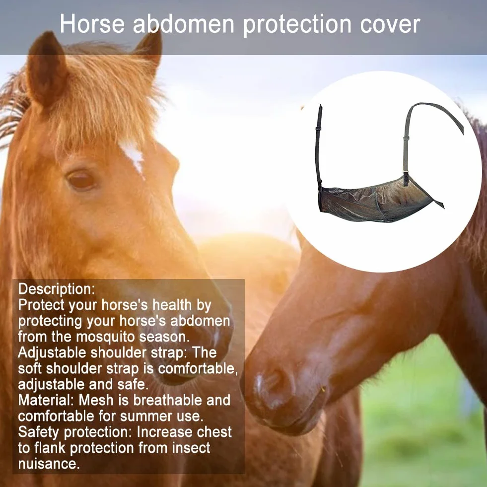 Guardia della pancia del cavallo, Guardia del ventre della mosca del cavallo, Addome del cavallo regolabile Protezione ventilata Pancia traspirante Rete per la copertura del tappeto per adulti Weiting