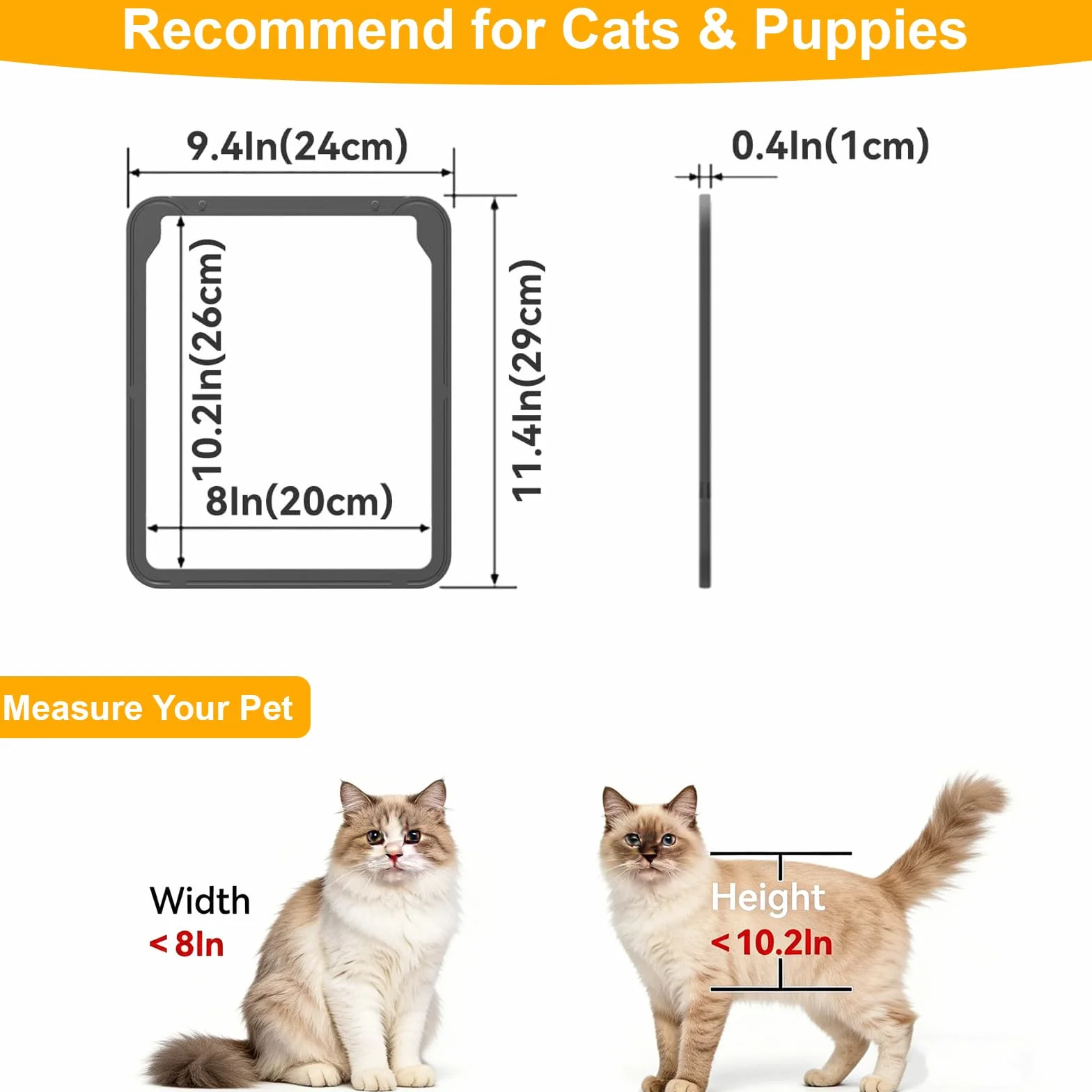 Porta Gattaiola Magnetica Bloccabile Autochiudente per Gatti e Cani Piccola Media Taglia