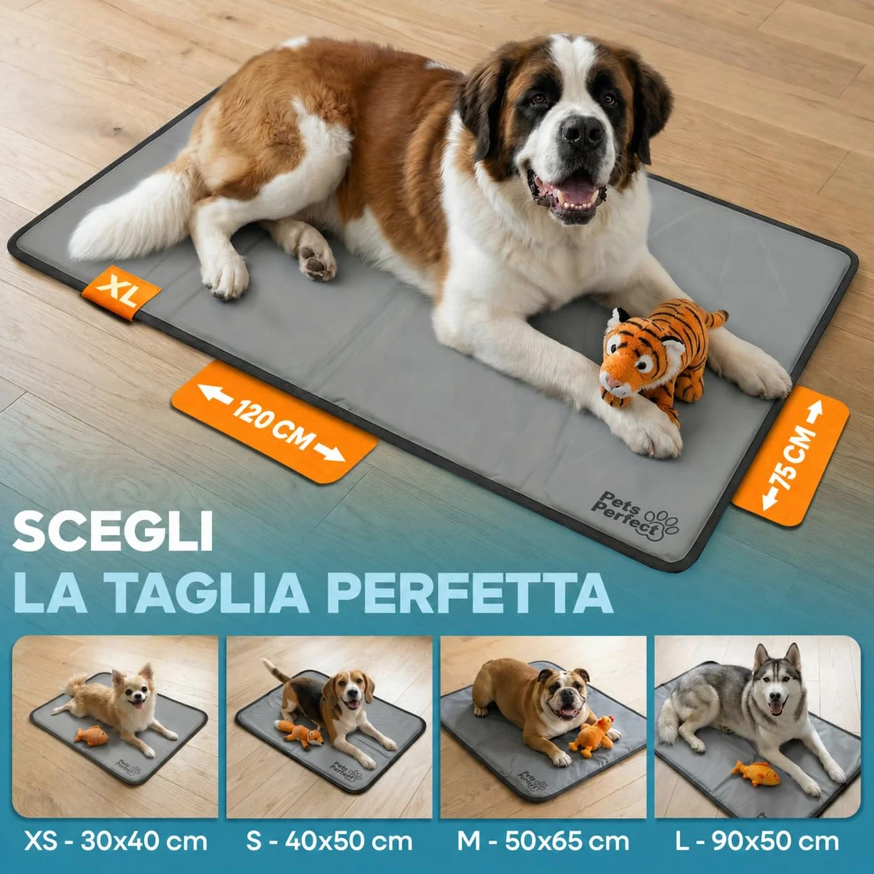 Cooling mat for dogs XL XXL - Tappetino refrigerante cane auto rinfrescante con gel non tossico pieghevole