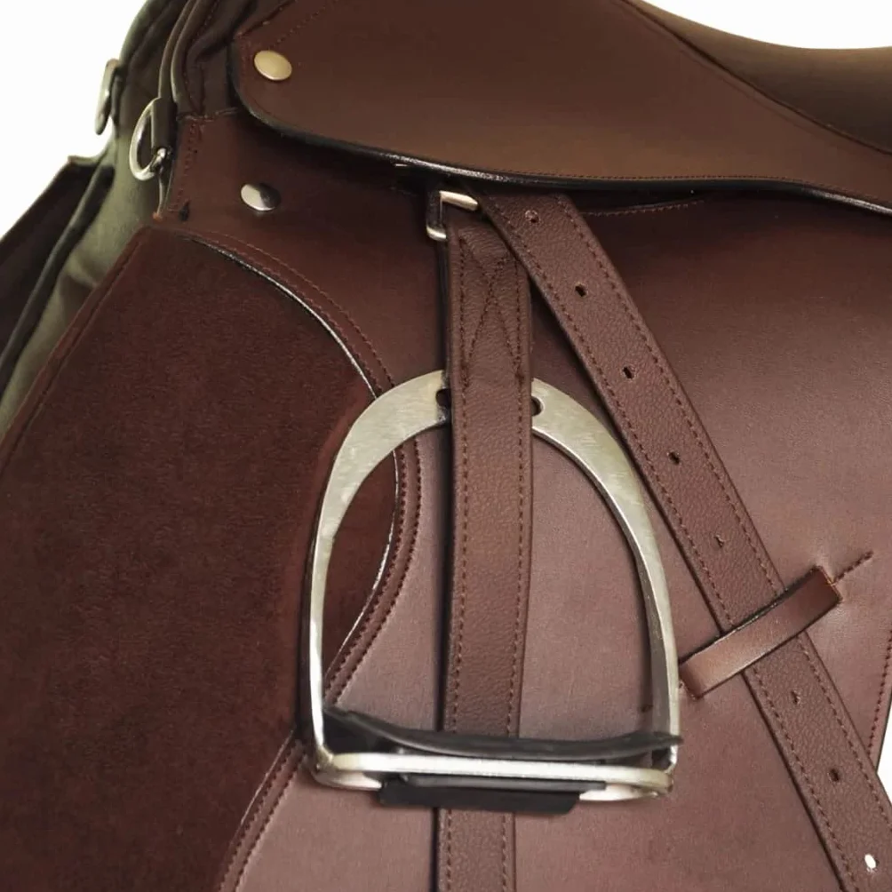 vidaXL Set di sella per equitazione 5-in-1 in vera pelle 47,5 cm/16" Tack Set 2 colori