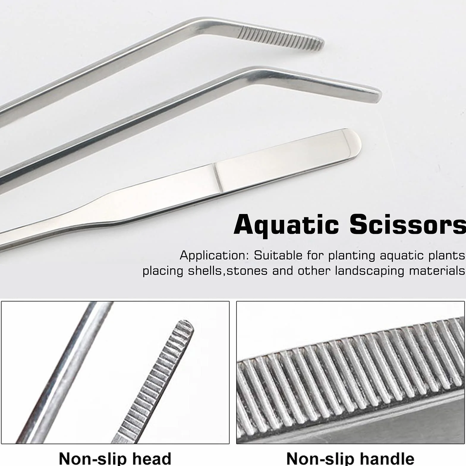 Winfred Set attrezzi acquario 4 in 1 pinze piante acquatiche forbici spatola kit pulizia pesci argento