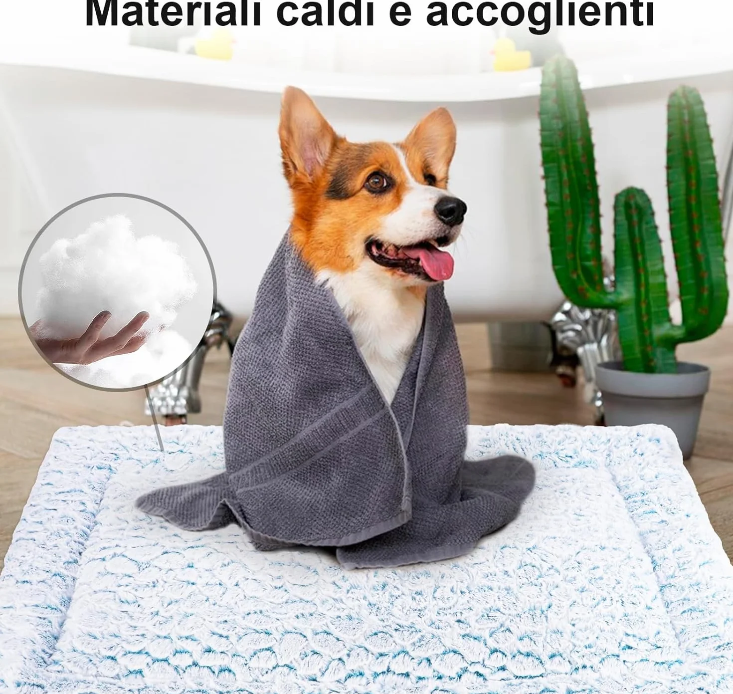 Cuscino per Cani Corto in Peluche, per Cani Medi Materassino Cane, 75x50cm, Caldo e Comodo, Lavabile, Blu