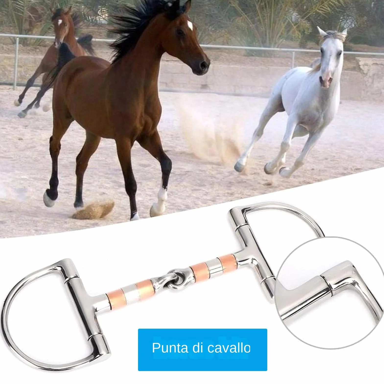 Morso per cavallo con anello a D | Morso per cavallo con bocca a rullo in rame - Morso per cavallo a snodo singolo, filetto con anello a D per forniture equestri