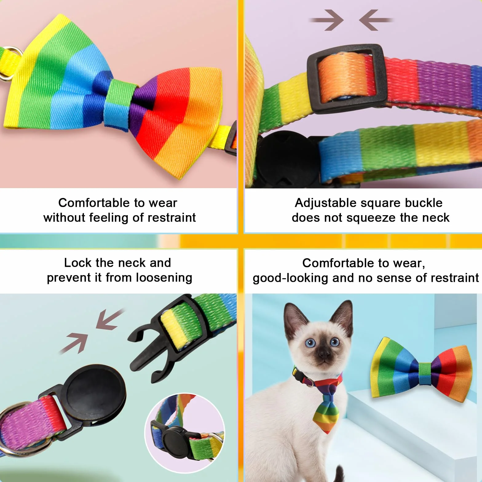 Costume per cani Pride Day Bandana con Fiocco e Cravatta 2 Pezzi Accessori Regolabili per Cani Gatti Feste Cosplay