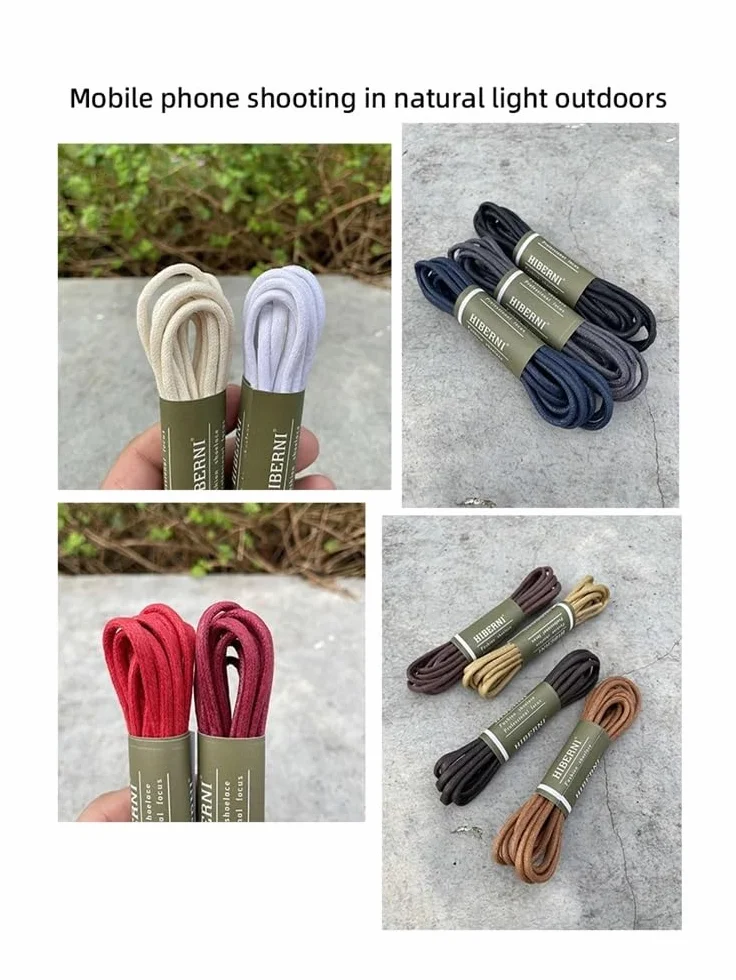 Oxford lacci rotondi in puro cotone cerato impermeabile per scarpe stivali 12 colori 60-180 cm