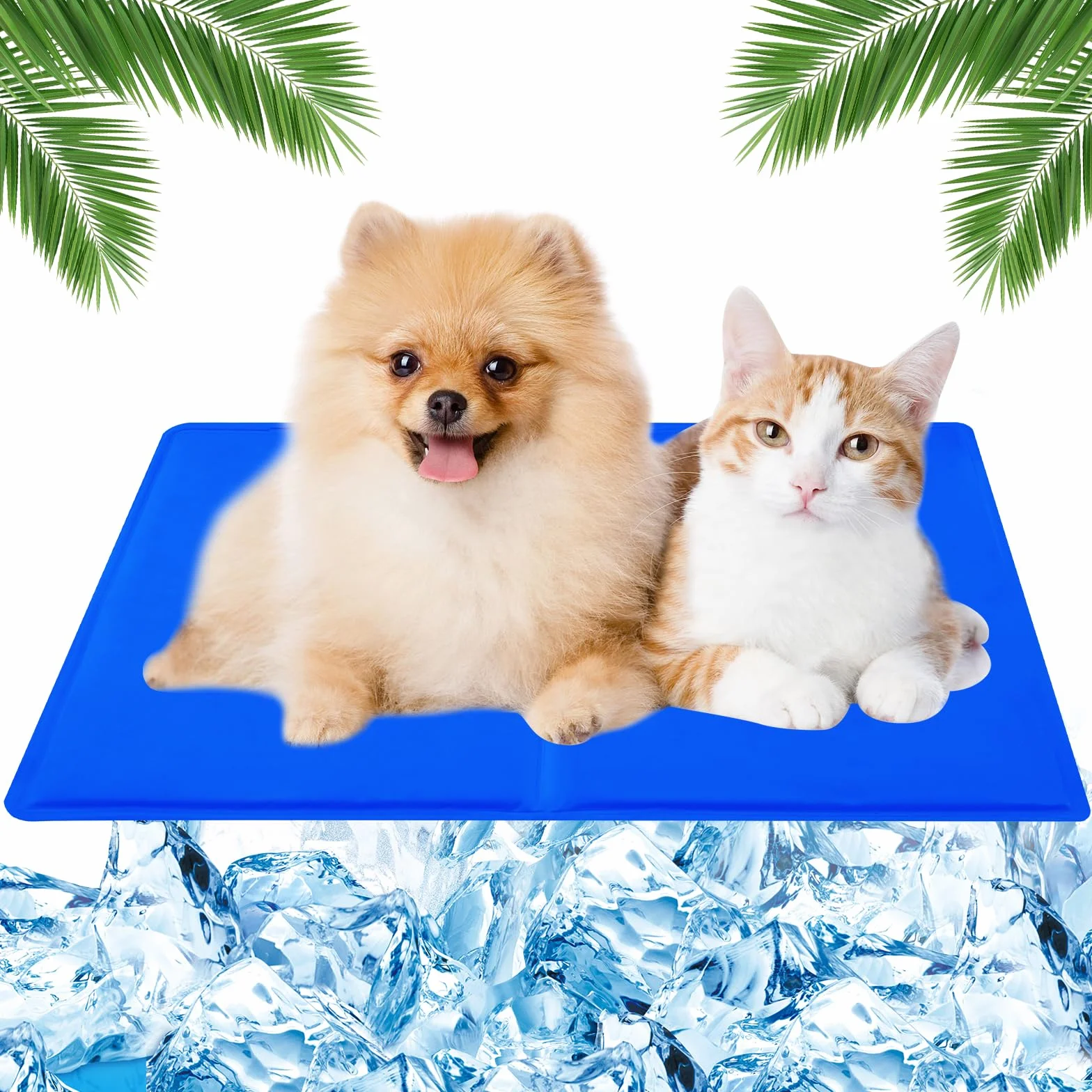 Tappetino Refrigerante 50x40cm in Gel Non Tossico per Cani e Gatti Blu