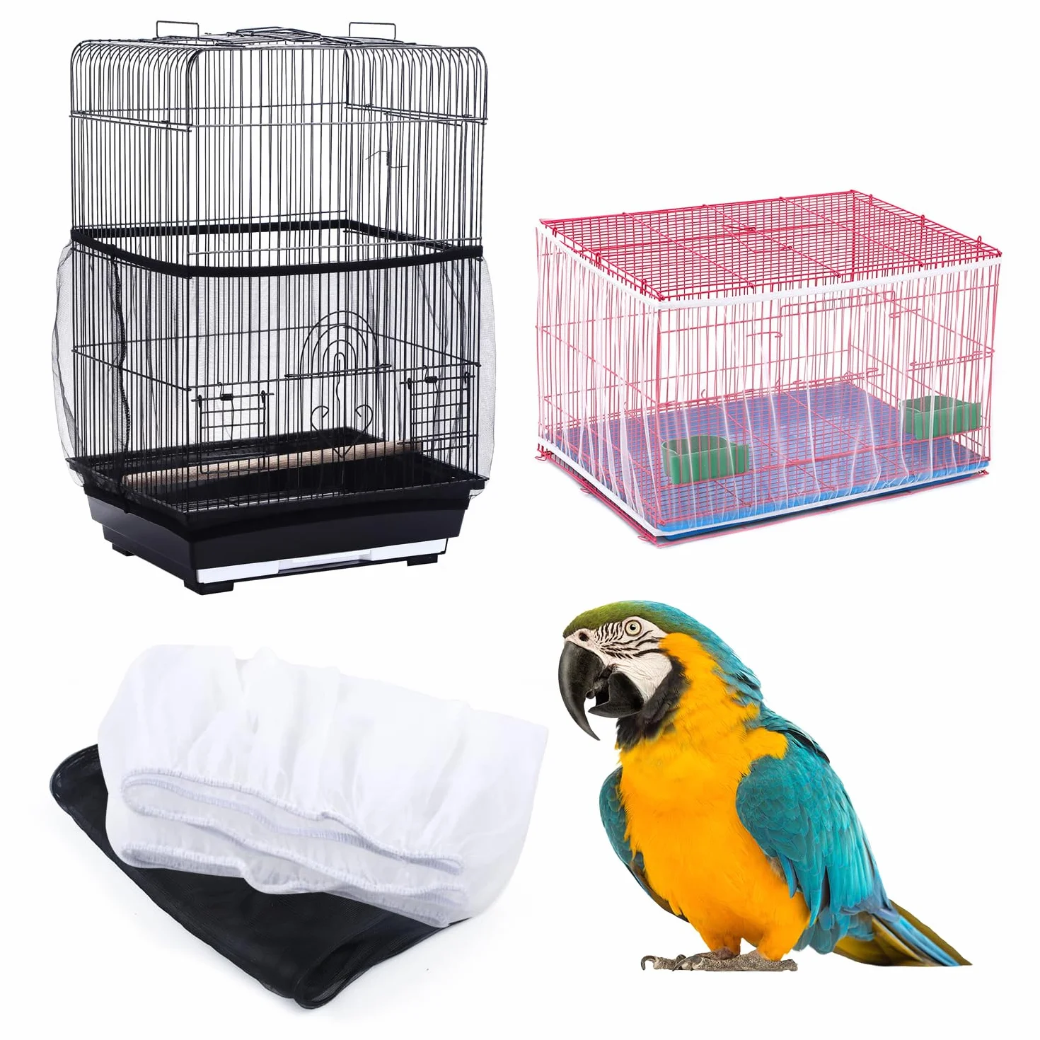 2 Pezzi Universale Copri Gabbia per Uccelli, Gabbia per Uccelli Ventilare Copertura Antipolvere, Raccoglitore di Semi per Gabbia, per Pappagalli, Ara, Gabbie Quadrate Rotonde