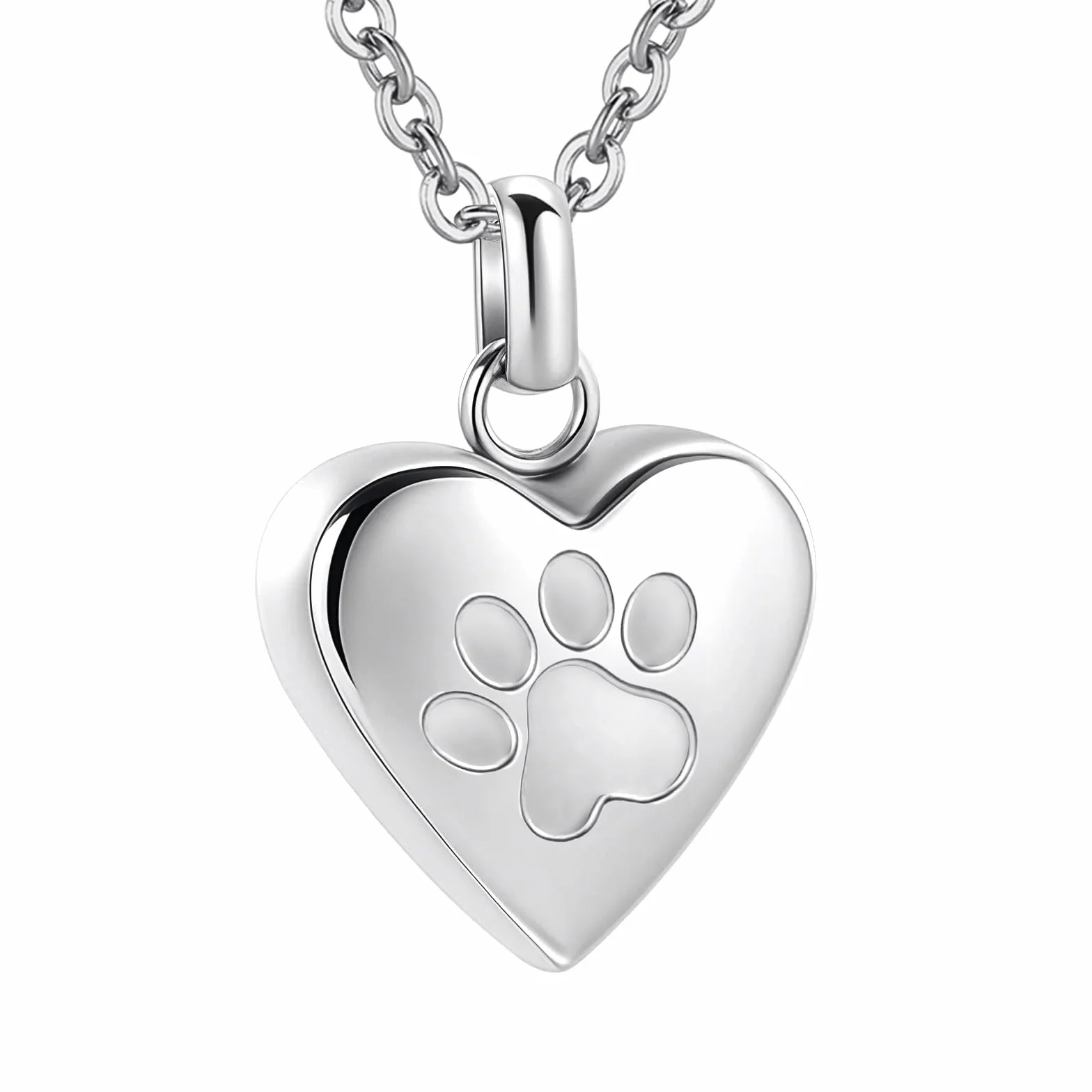 Collana commemorativa con urna commemorativa per ceneri di cane/gatto a forma di cuore per animali domestici, urna commemorativa con impronta di zampa, gioiello commemorativo per ceneri