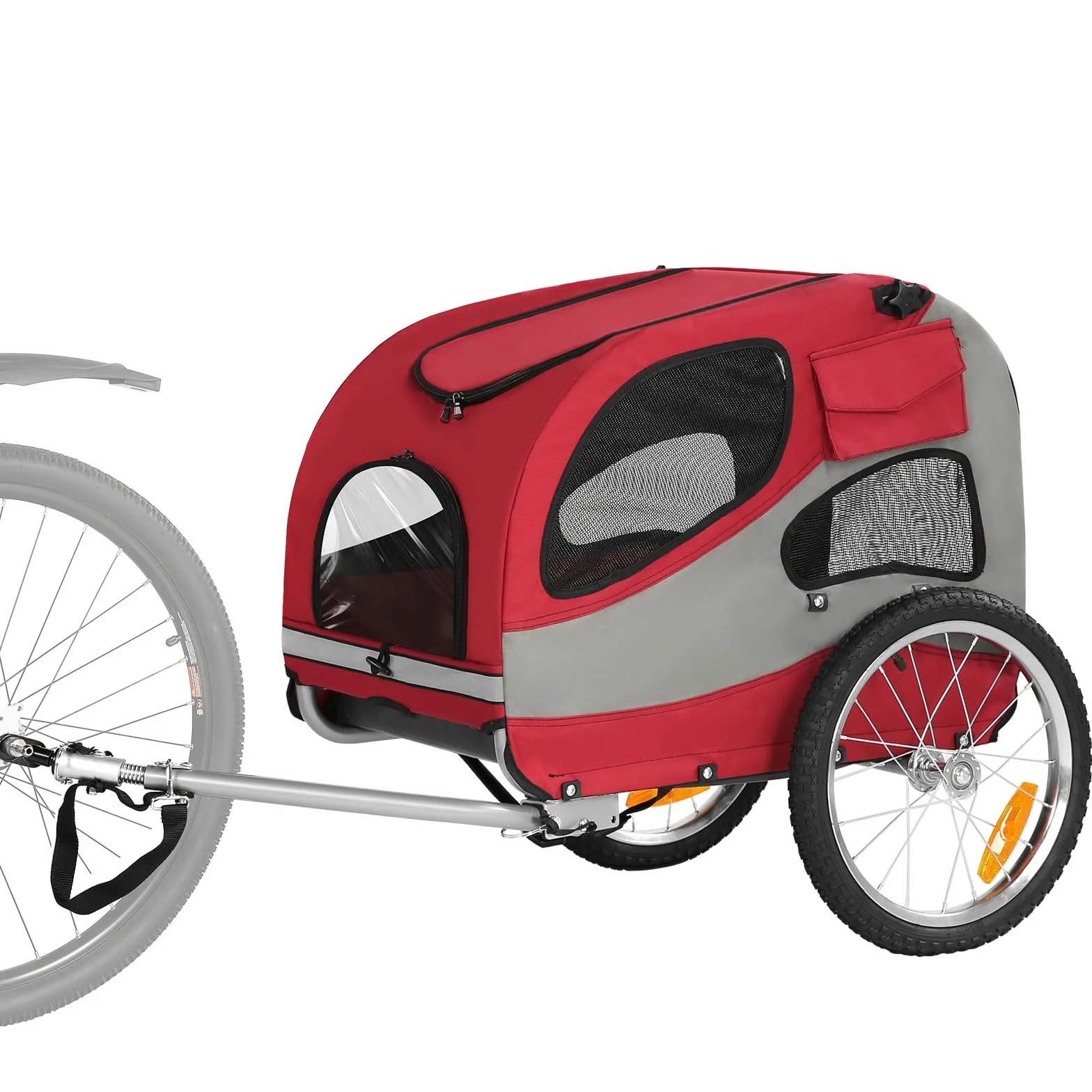 Rimorchio per cani per bicicletta, rimorchio per cani fino a 30 kg, pieghevole per cani con riflettori di sicurezza, custodia, interno imbottito e guinzagli di sicurezza