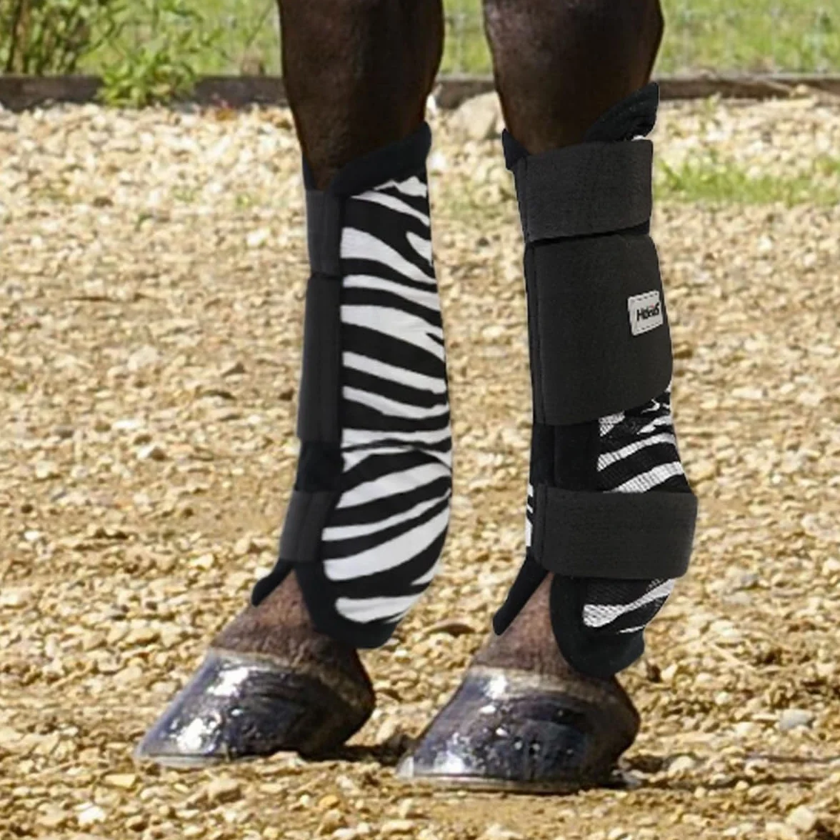 Stinchiere Antimosche Horses Fly Zebra, Set Protezioni da Equitazione per Cavallo, Morbido e Resistente, Massima Protezione da Traumi e Fiaccature (Zebra, full)