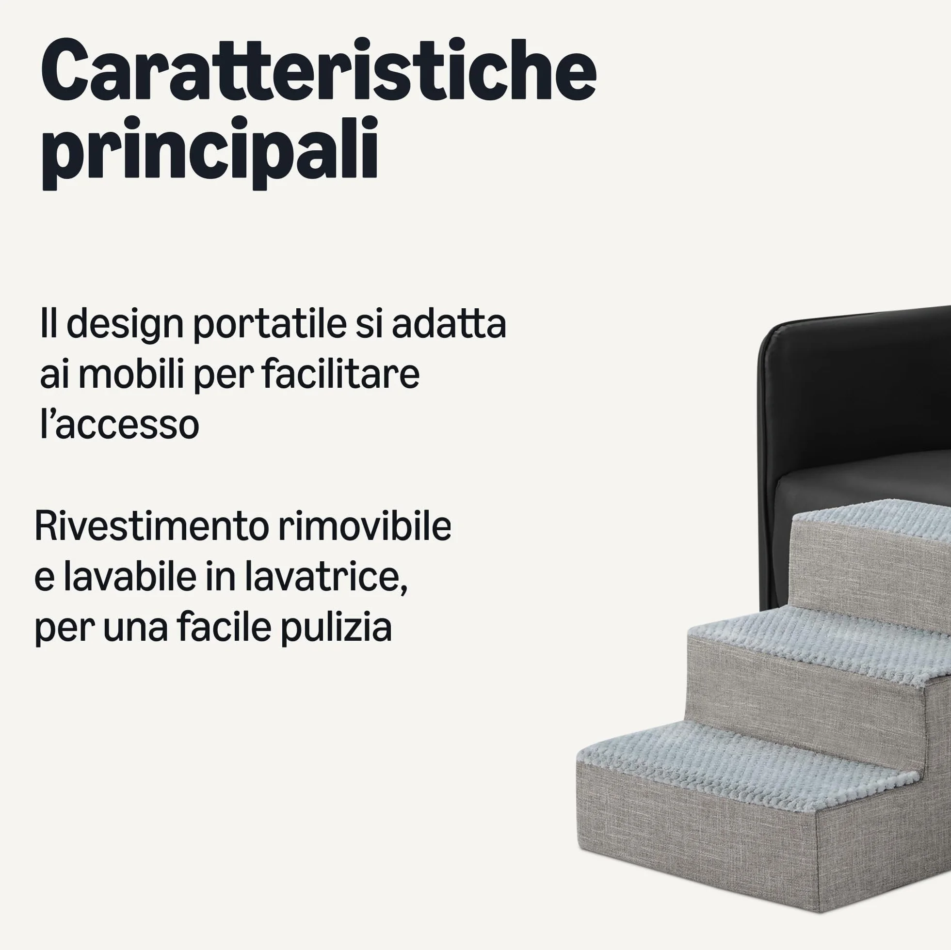 Amazon Basics Scaletta per Cani 35,1 cm 3 Gradini Letto Divano Base Antiscivolo Grigio