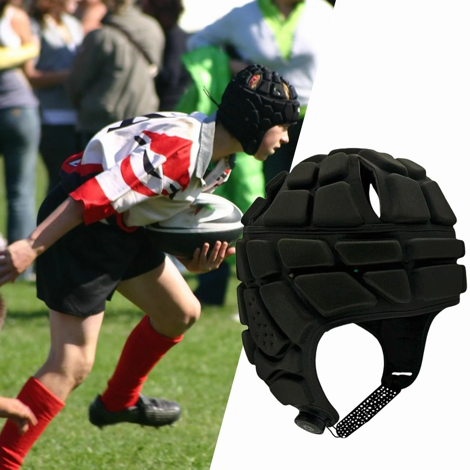 Casco da Football Americano Regolabile per Hockey Wrestling Rugby Adulti e Giovani