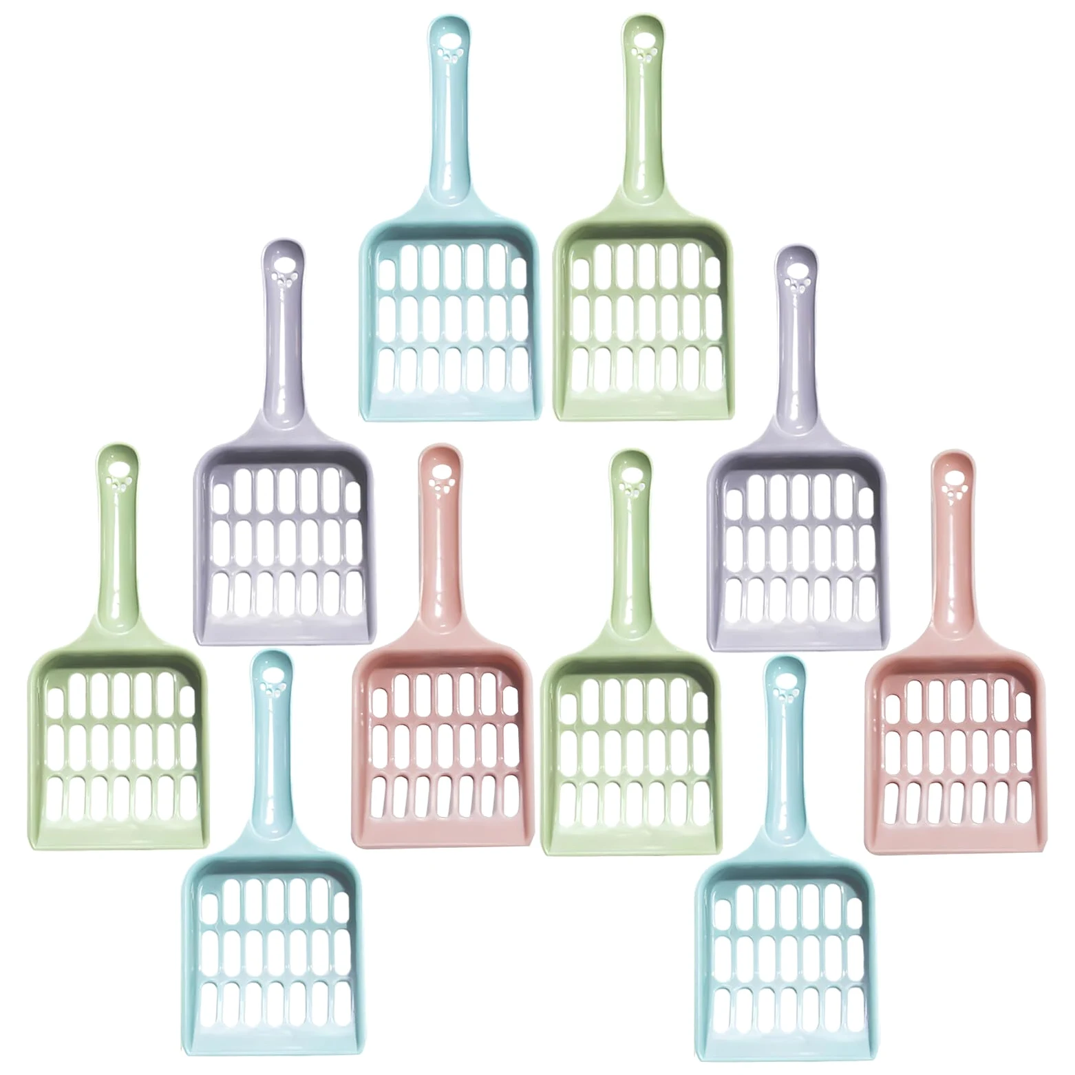 Toyvian Paletta per Lettiera per Gatti Filtro a Fori Piccoli Set da 24 Pezzi in Plastica Colorata Ergonomica Strumento Resistente per Pulizia Efficiente della Lettiera Domestica