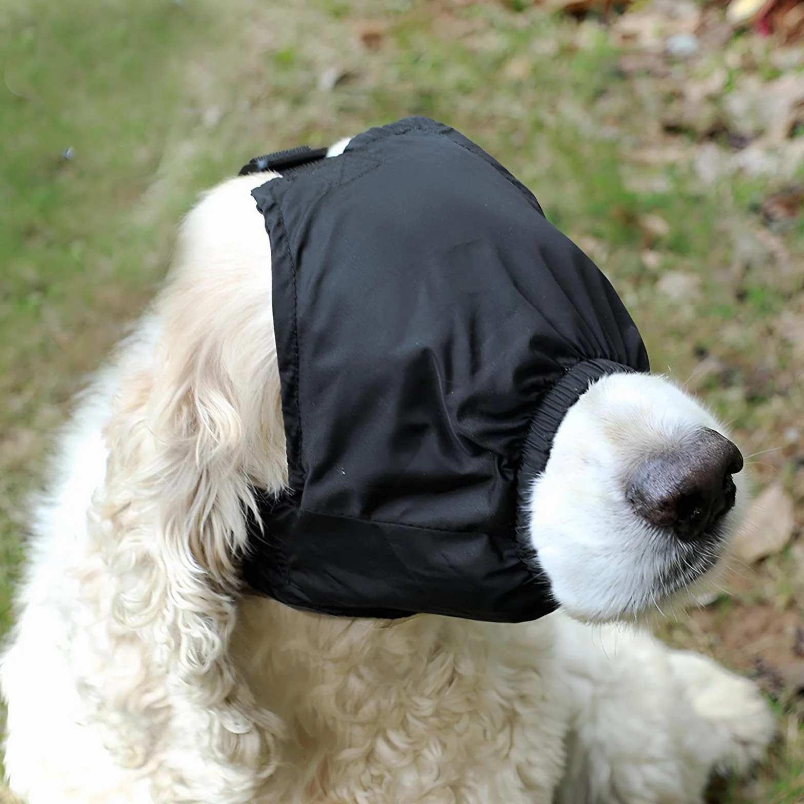NACOCO Maschera calmante per cani in nylon ombreggiante per animali domestici, maschera per ansia per toelettatura, anti mal d'auto (L)